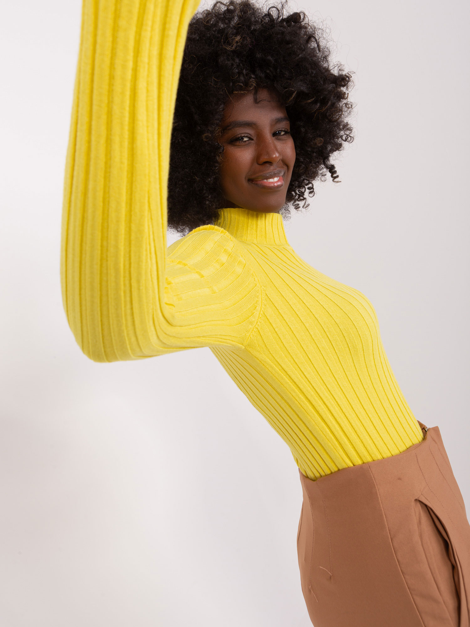 Yellow Ribbed Viscose Sweater