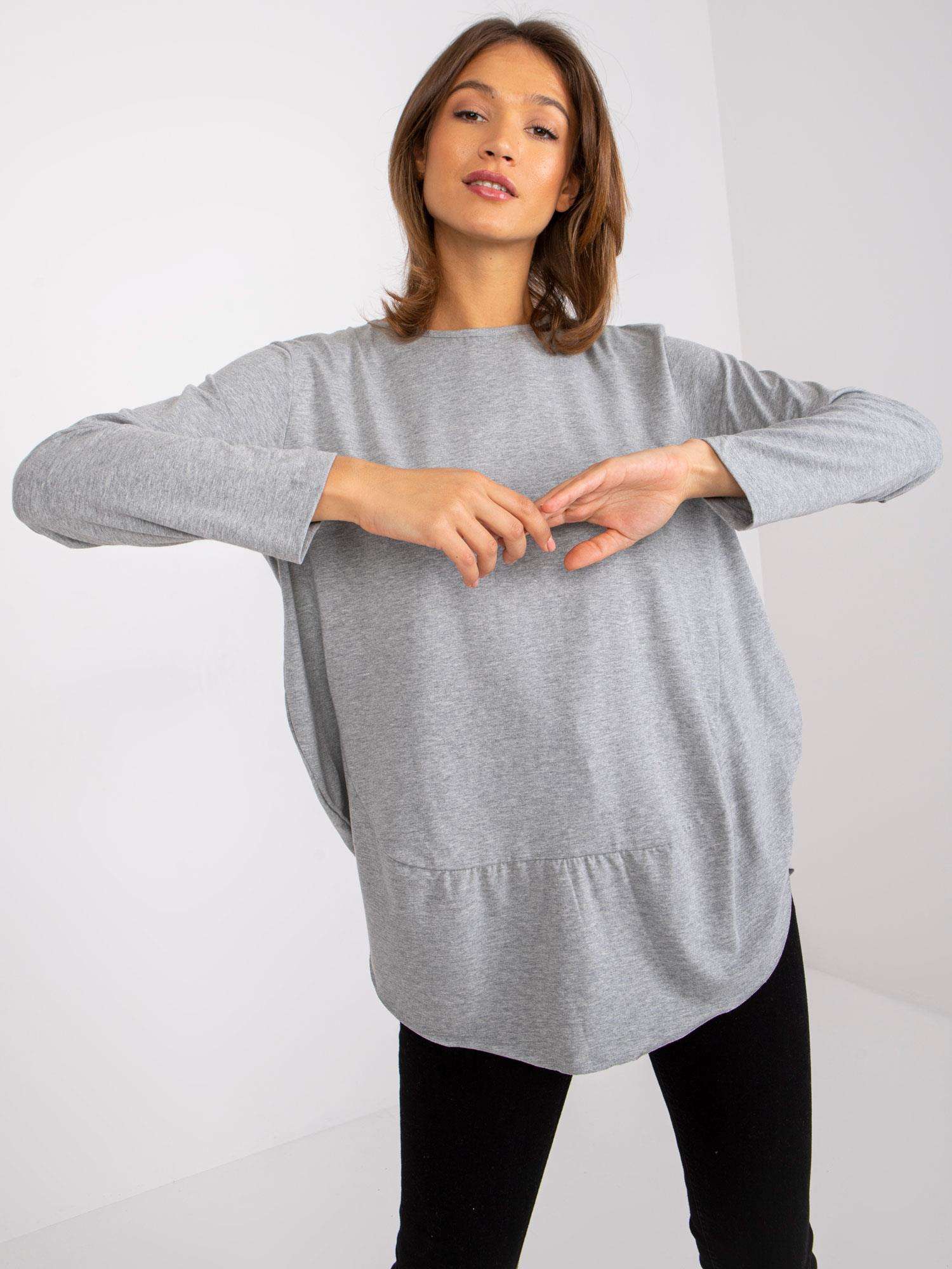 Grey Melange Cotton Blouse Renata