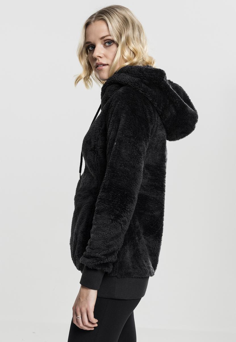 Women's Long Teddy Hoody Black