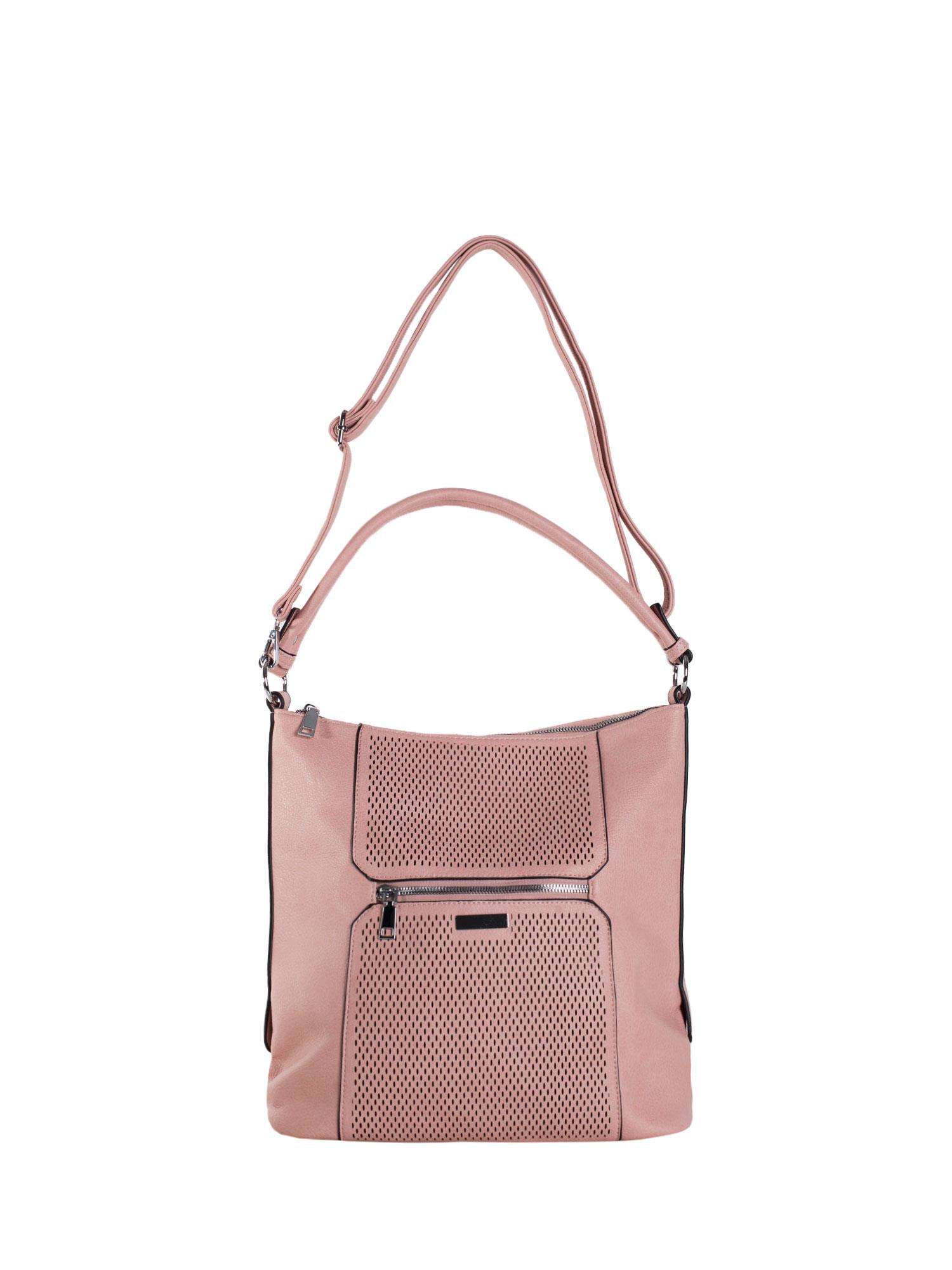 Light pink city shoulder bag with removable strap