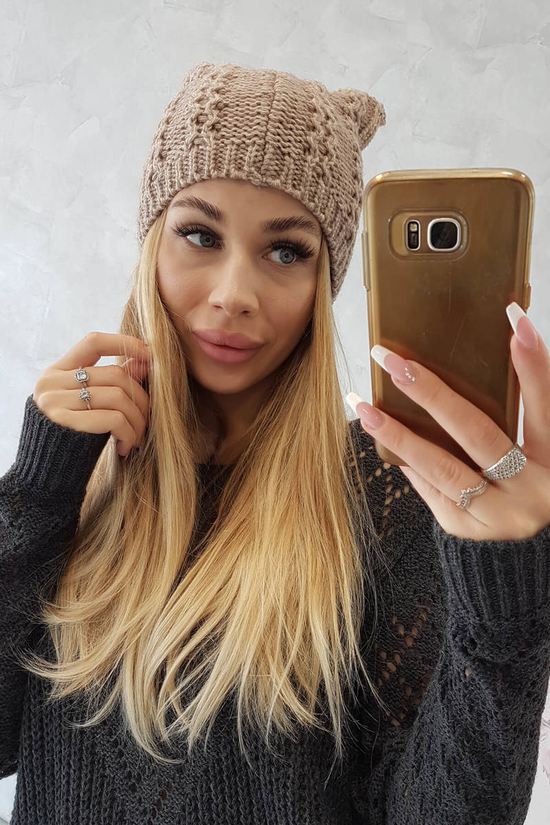 Beanie with fleece Rabbid K237 dark beige