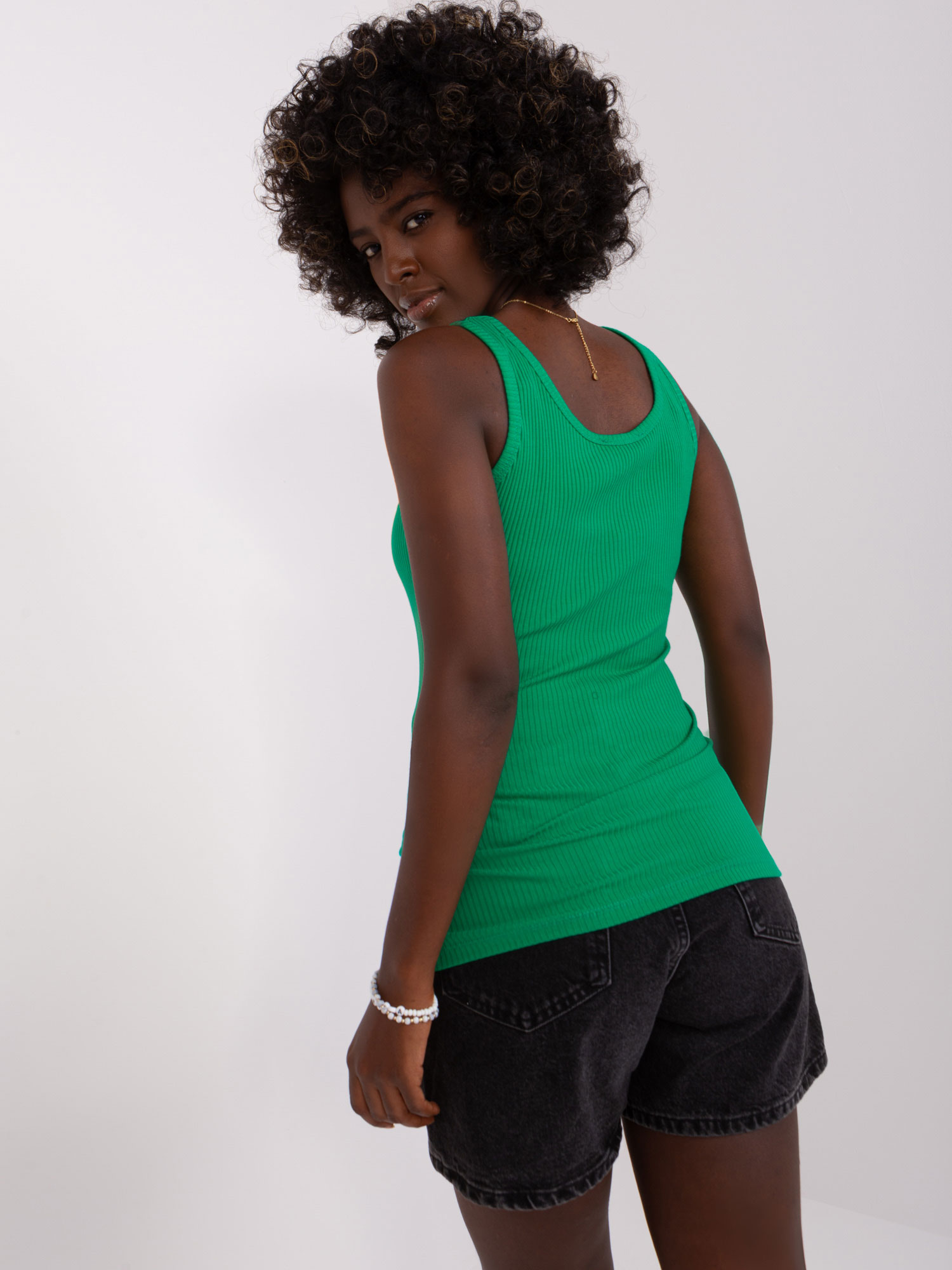 Green Ribbed Cotton Top