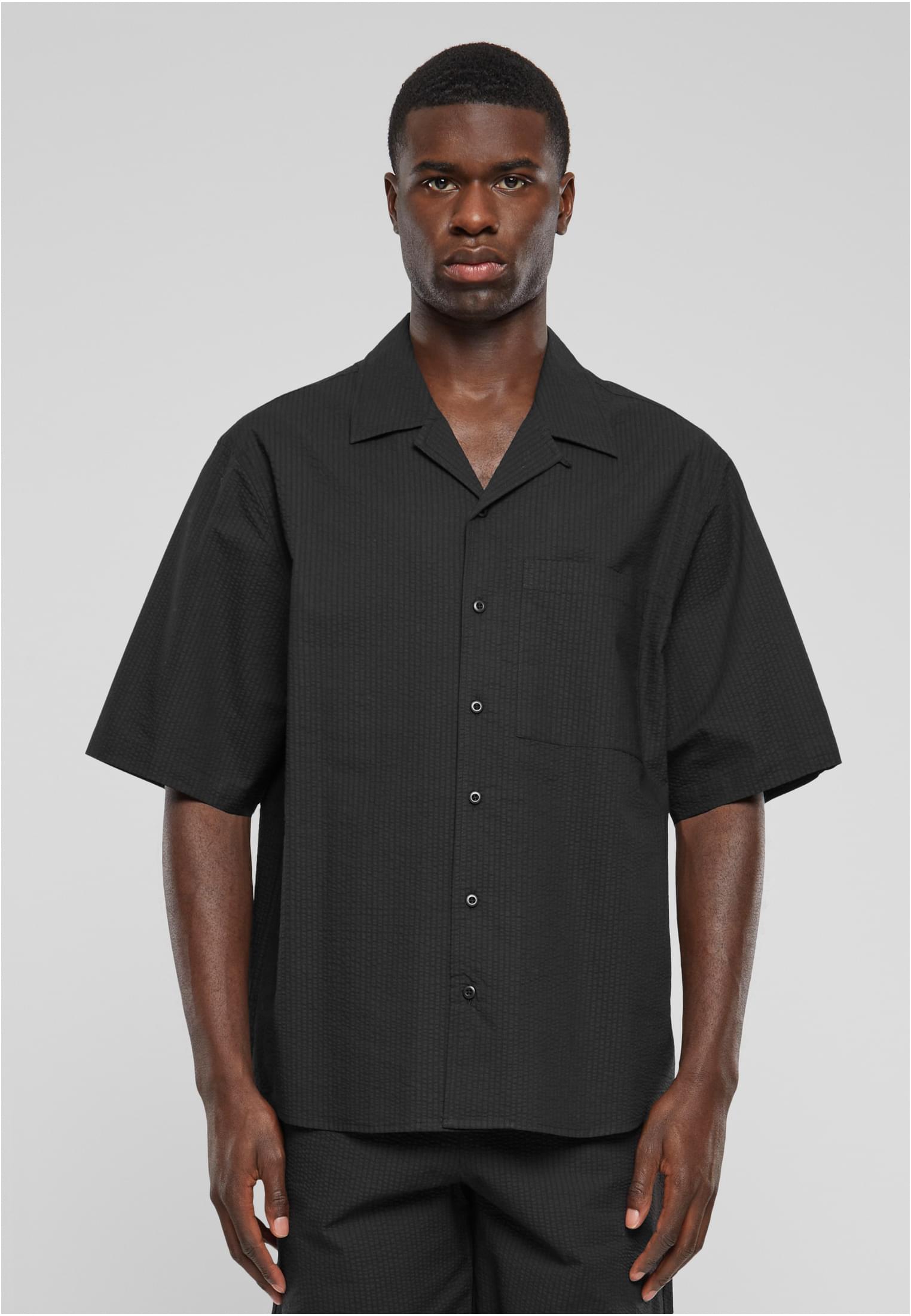 Men's Seersucker Shirt - Black