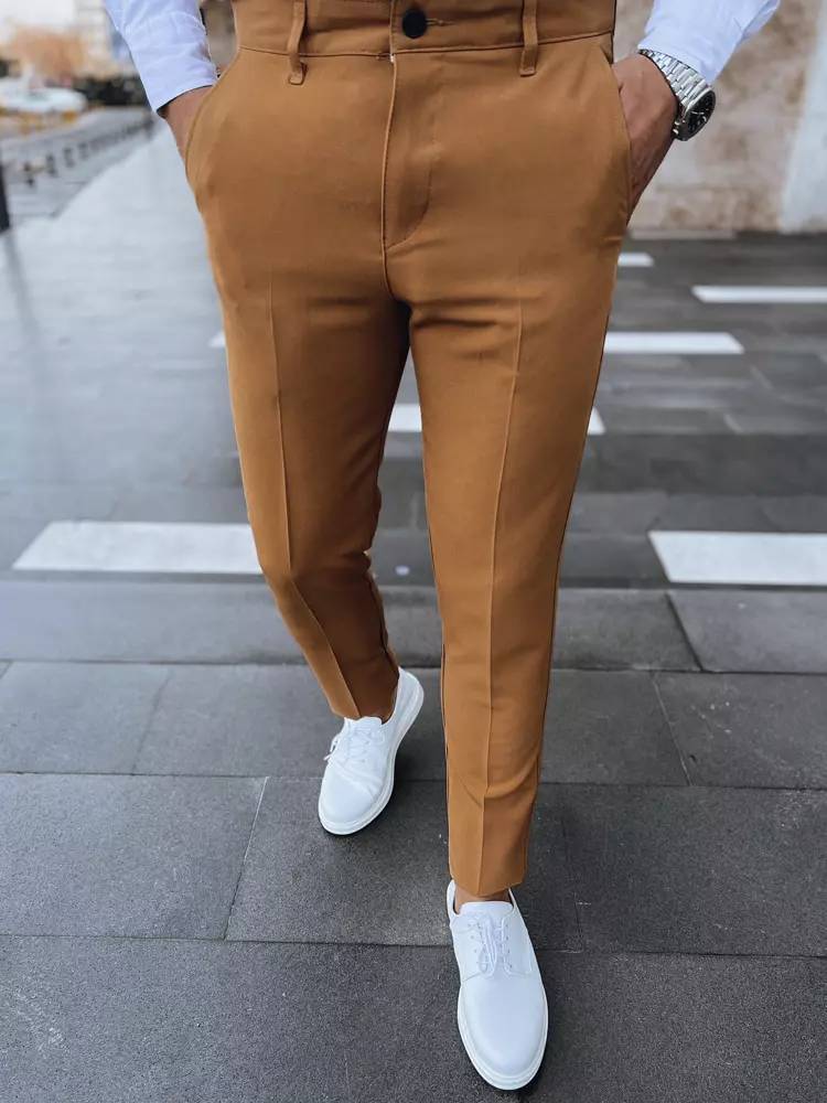 Jednobarevné velbloudí chino kalhoty Dstreet UX3974 pro muže s33