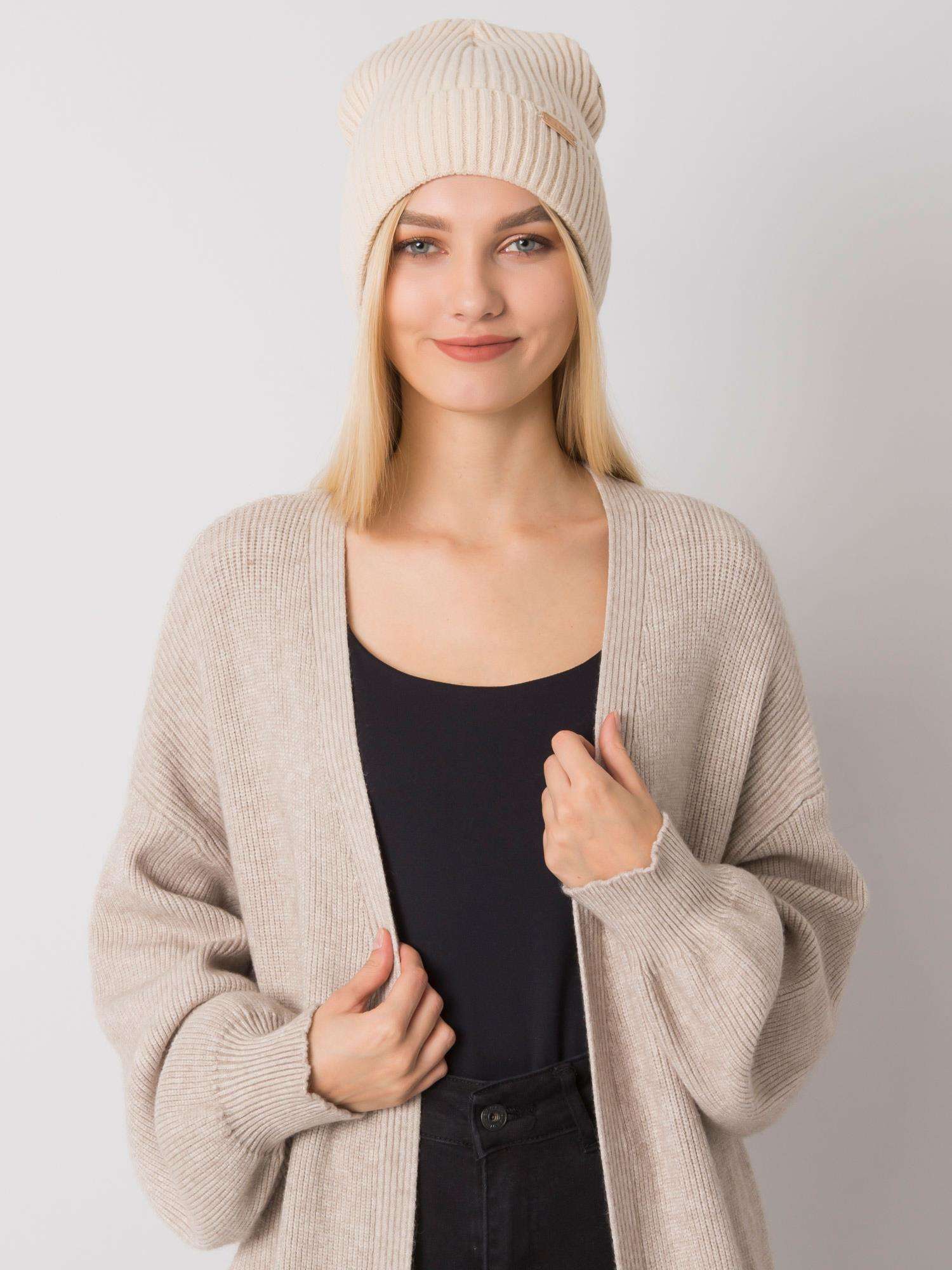 RUE PARIS Beige Knitted Beanie