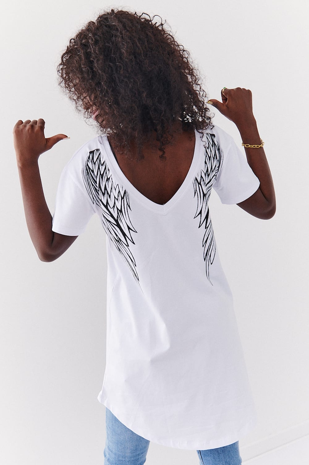 Stylish White Tunic With Wings On The Back