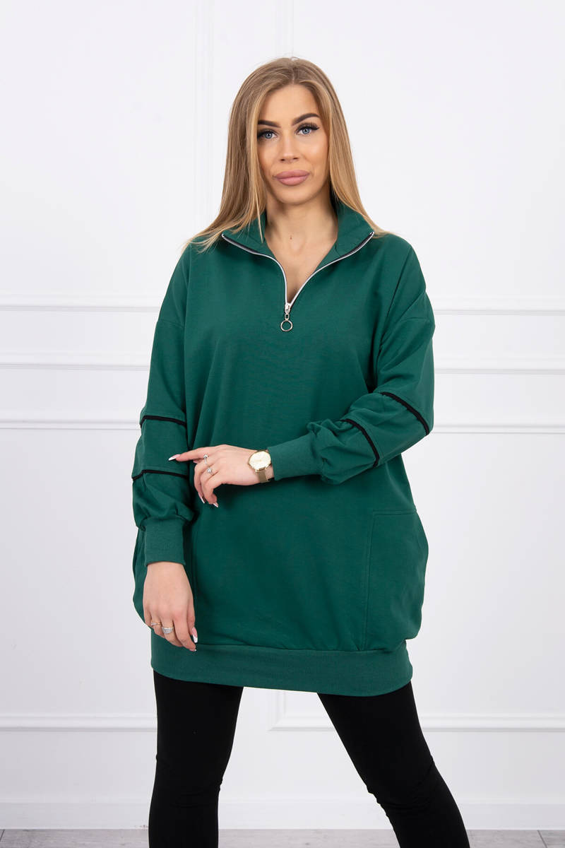 Sweatshirt With Zipper And Pockets Green