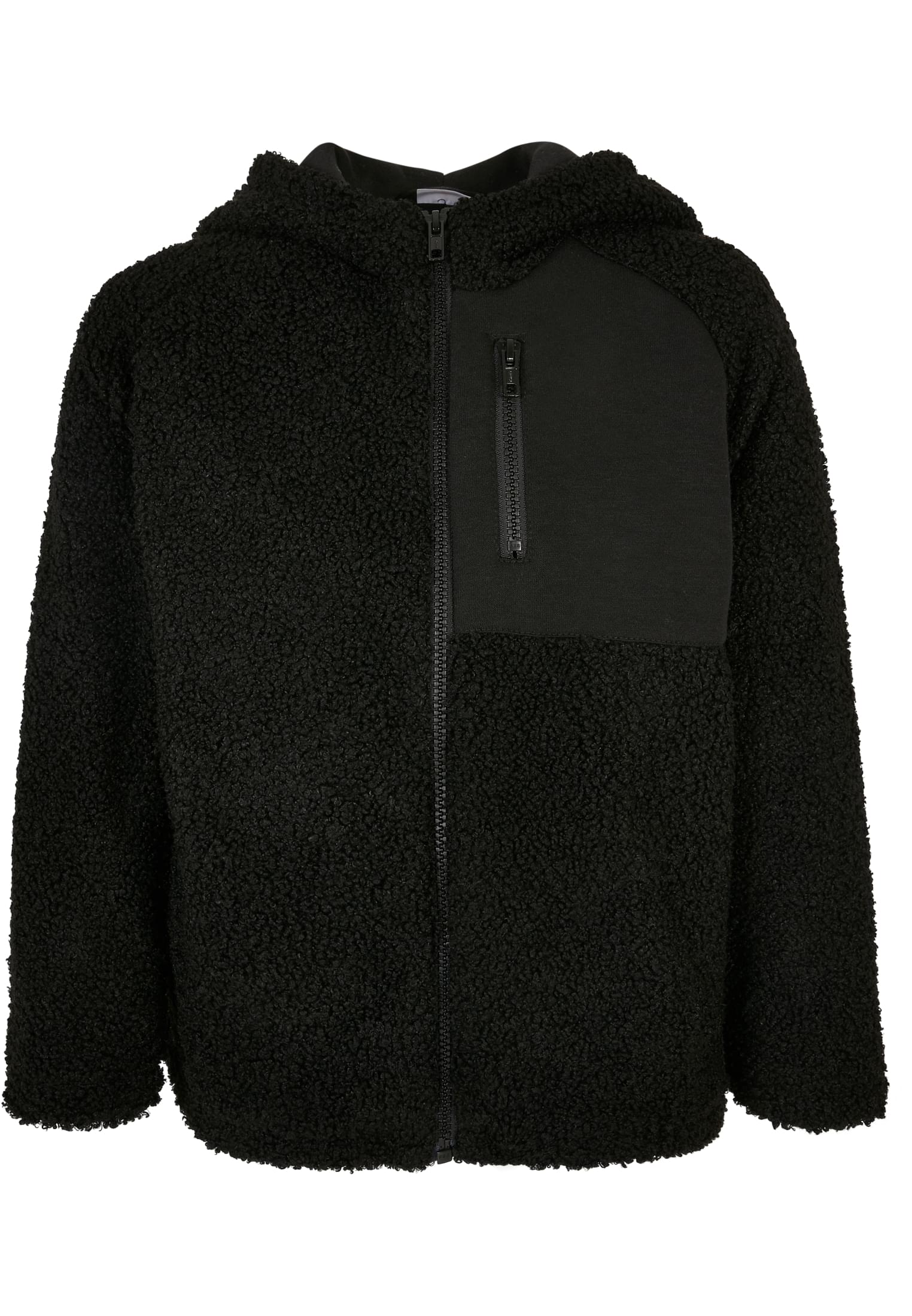 Levně Chlapecká bunda Sherpa s kapucí na zip černá