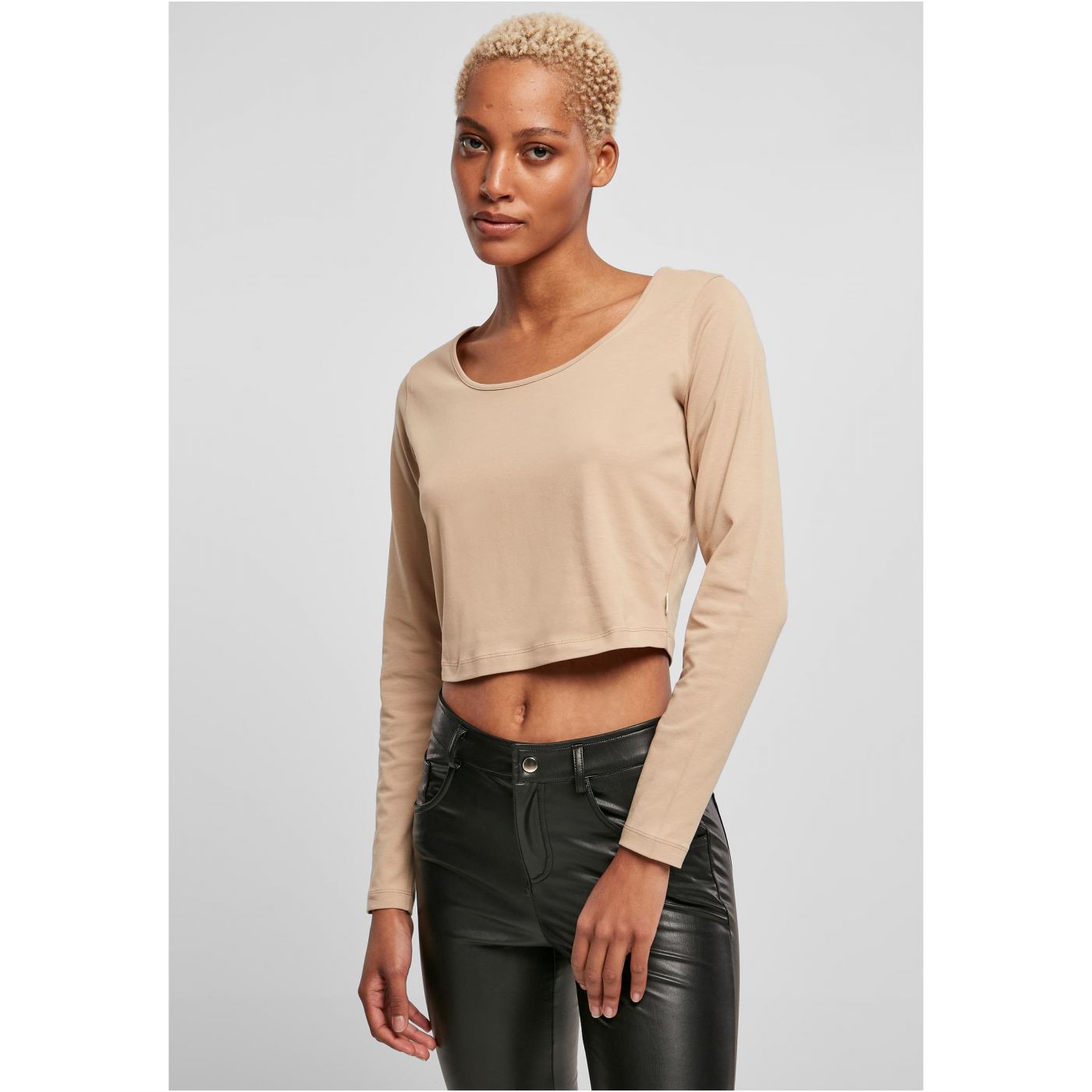 Women's Organic Beige With A Wide Cut And Long Sleeves