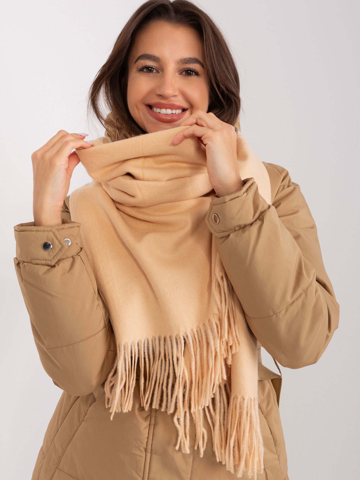Beige plain women's scarf