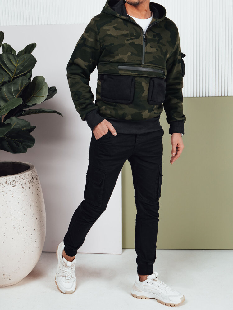 Bluza męska moro z kapturem zielona Dstreet