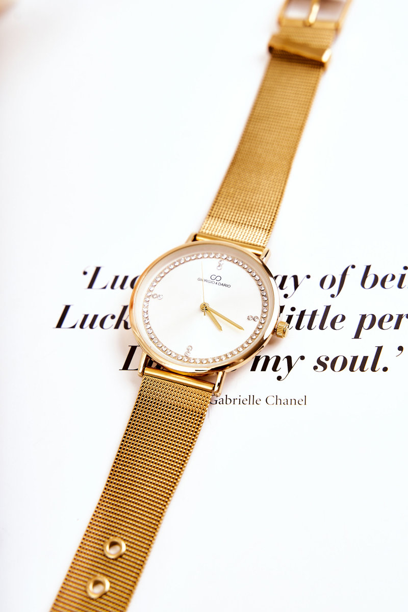 Levně Dámské analogové hodinky Giorgio & Dario se kubickými zirkony zlatý