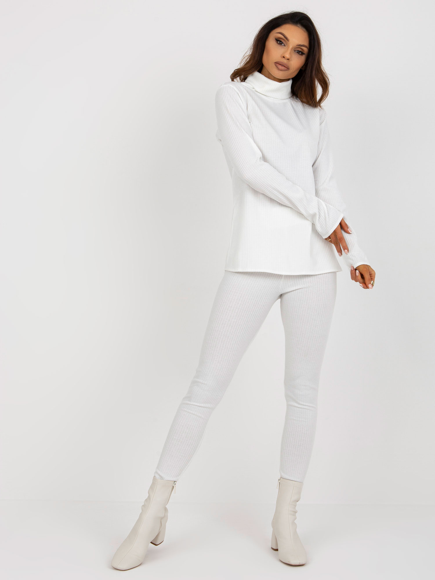 Ecru Everyday Ribbed Turtleneck Blouse from the Set
