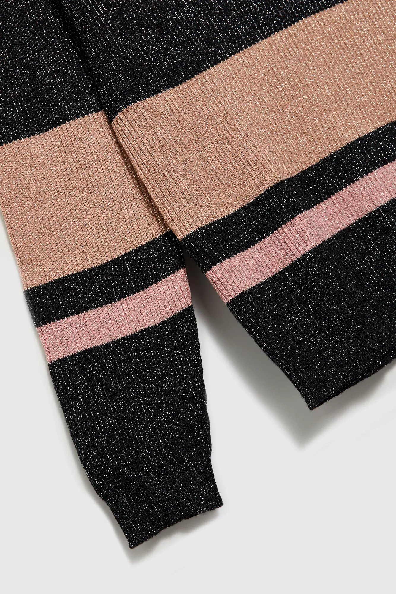 Striped sweater with metallic thread