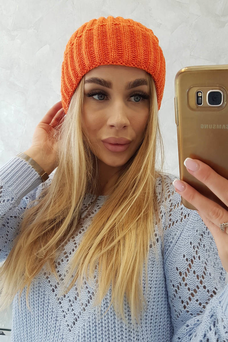 Cap with flip-up Magda K293 orange neon