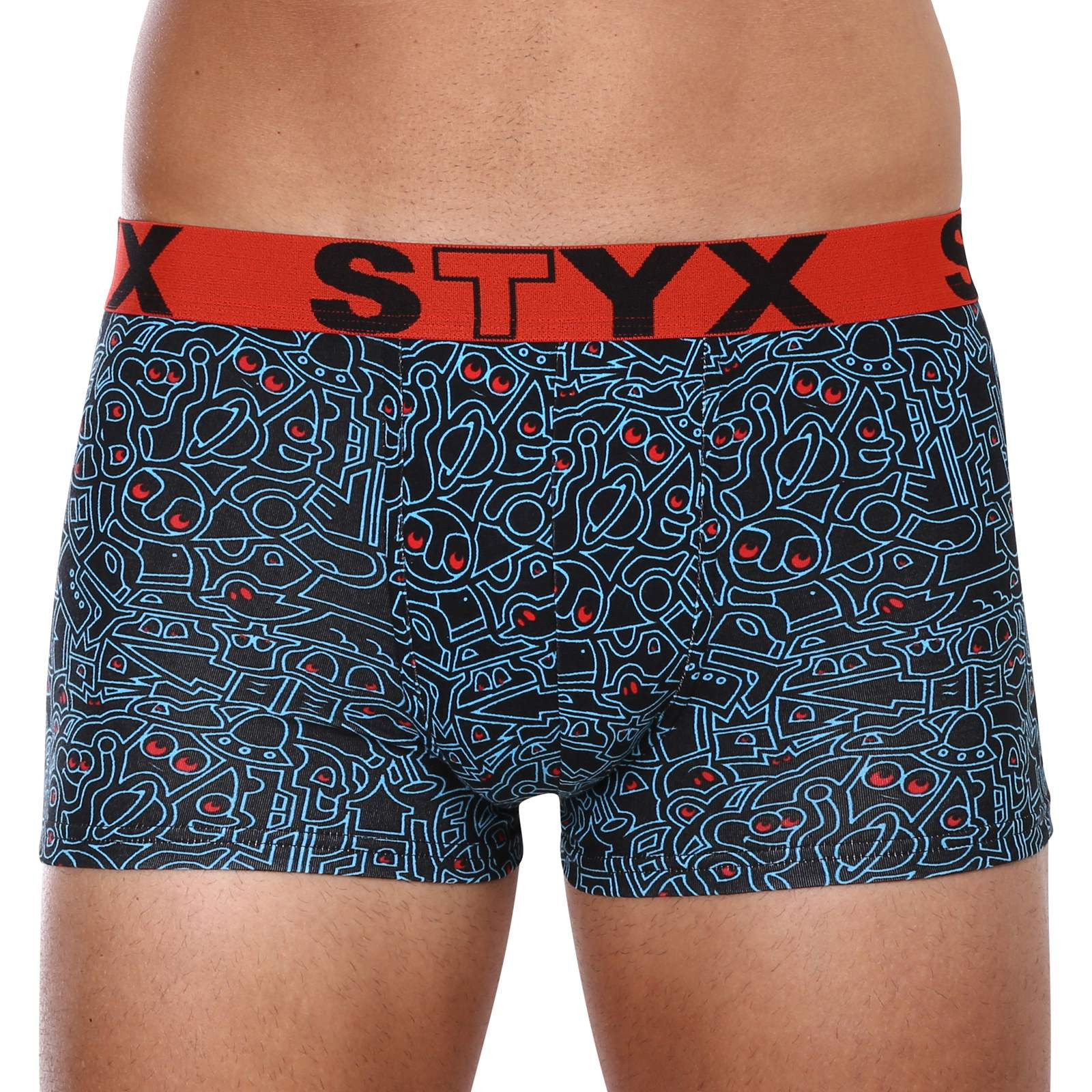 Pánské Boxerky Styx Art Sportovní Guma Nadrozměr Doodle