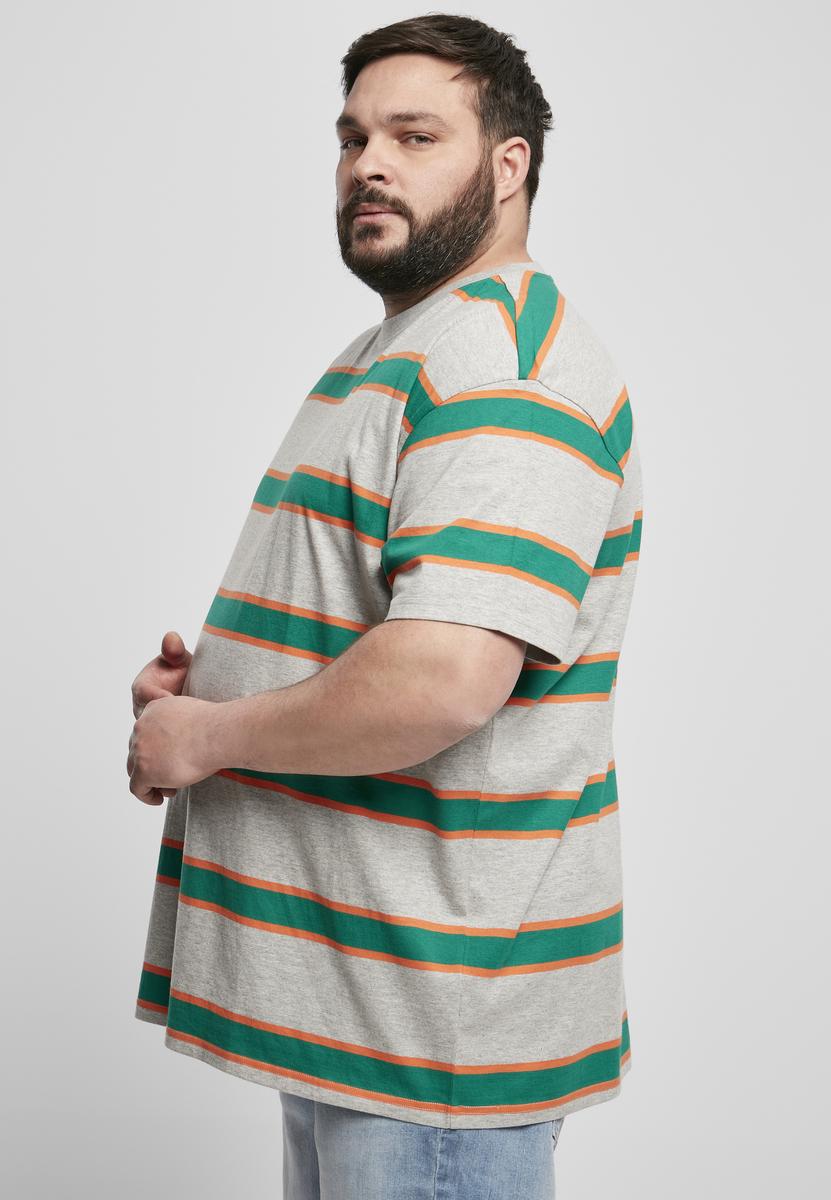 Light Striped Oversize T-shirt Grey/junglegreen