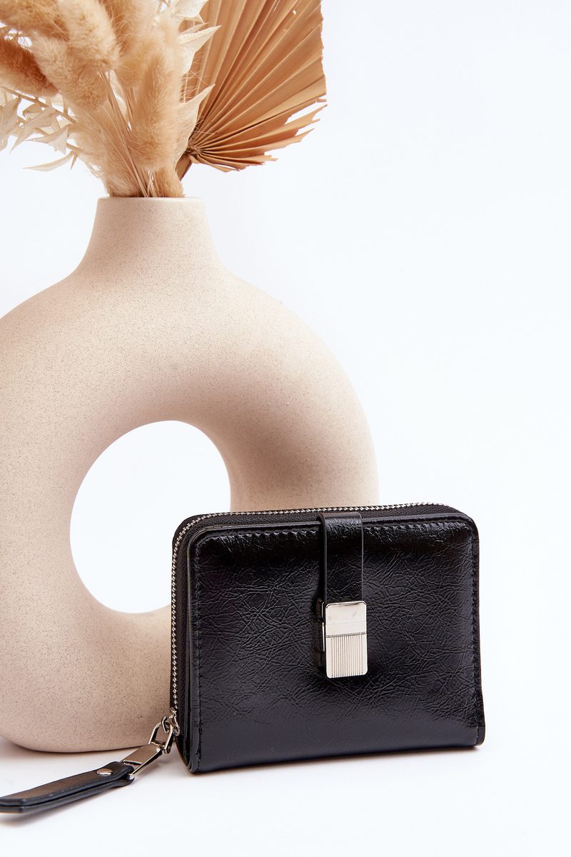 Women's patent leather wallet Black Zalirna