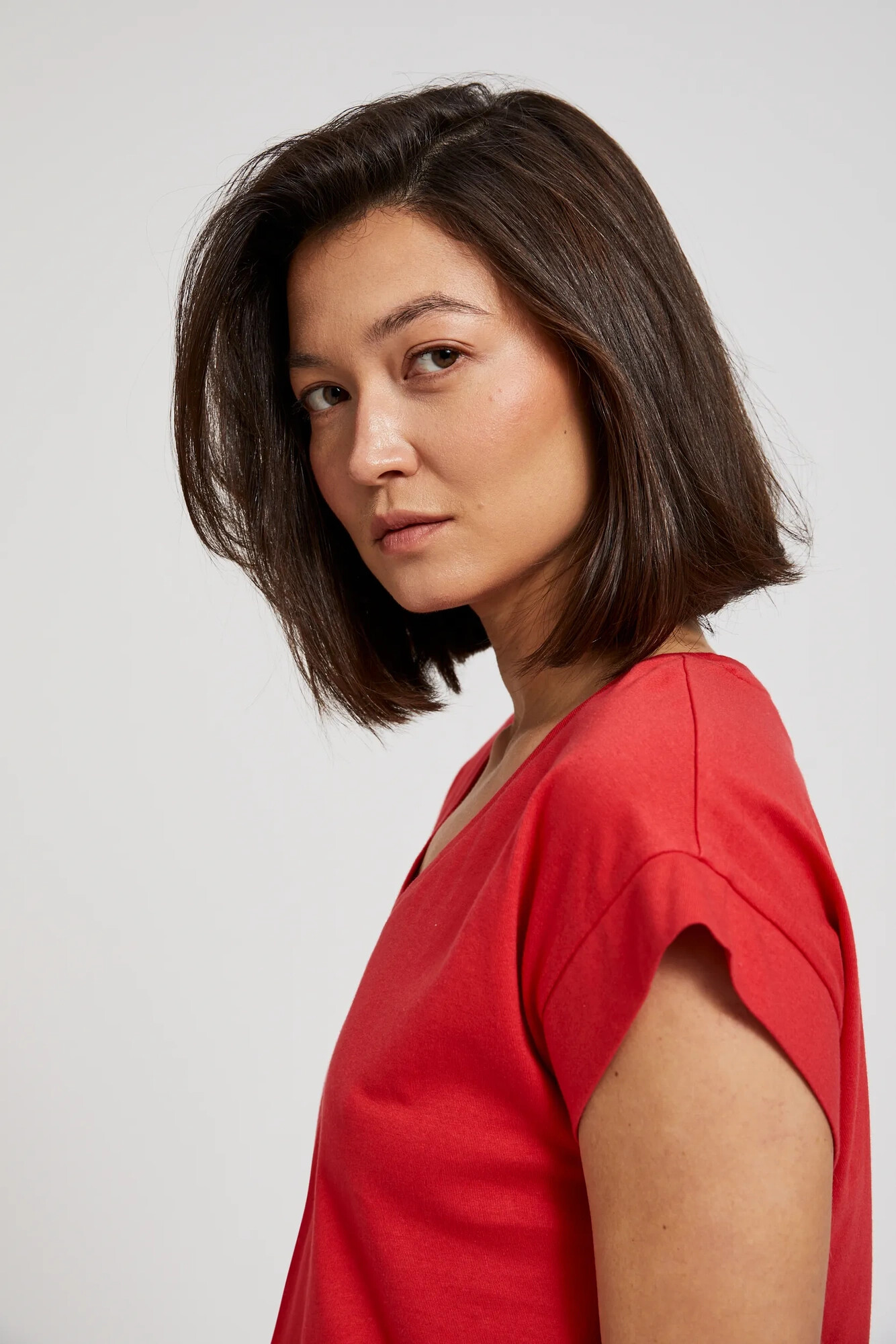 Women's T-shirt with elastic waistband MOODO - red