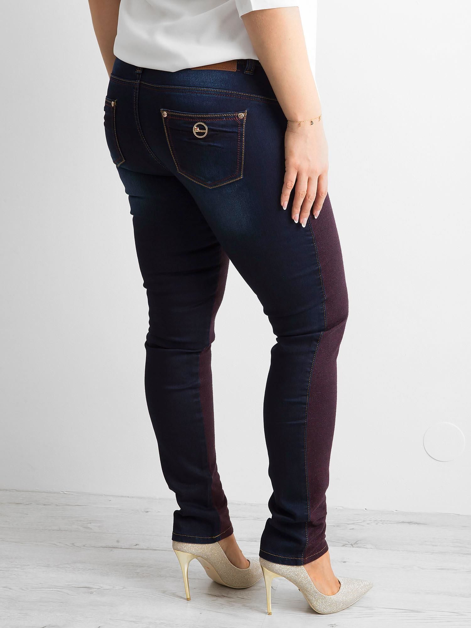 Blugi cu inserție tricotată, albastru închis PLUS SIZE