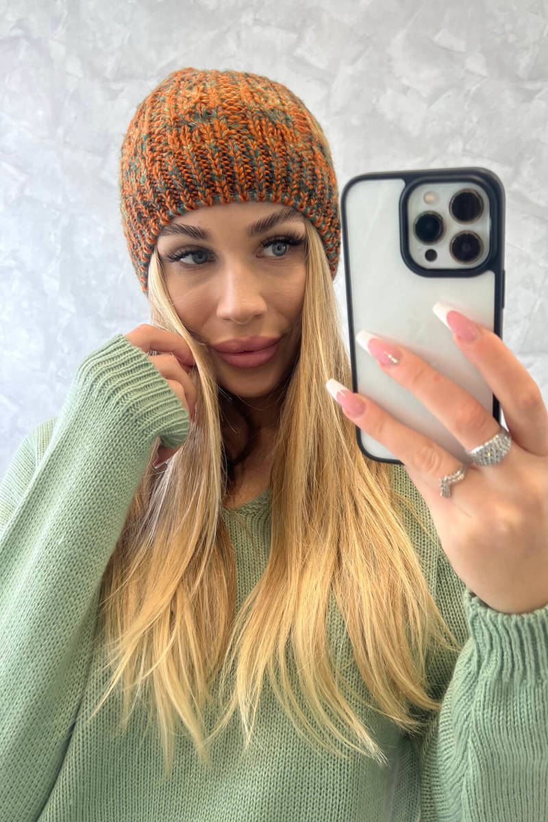 Beanie with fleece Melisa K241 foxy+olive