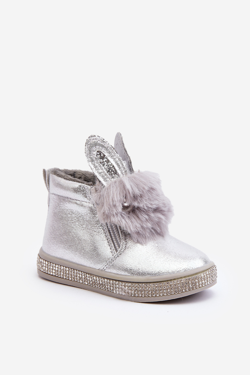 Silver Mothia Children's Snow Boots With Zipper