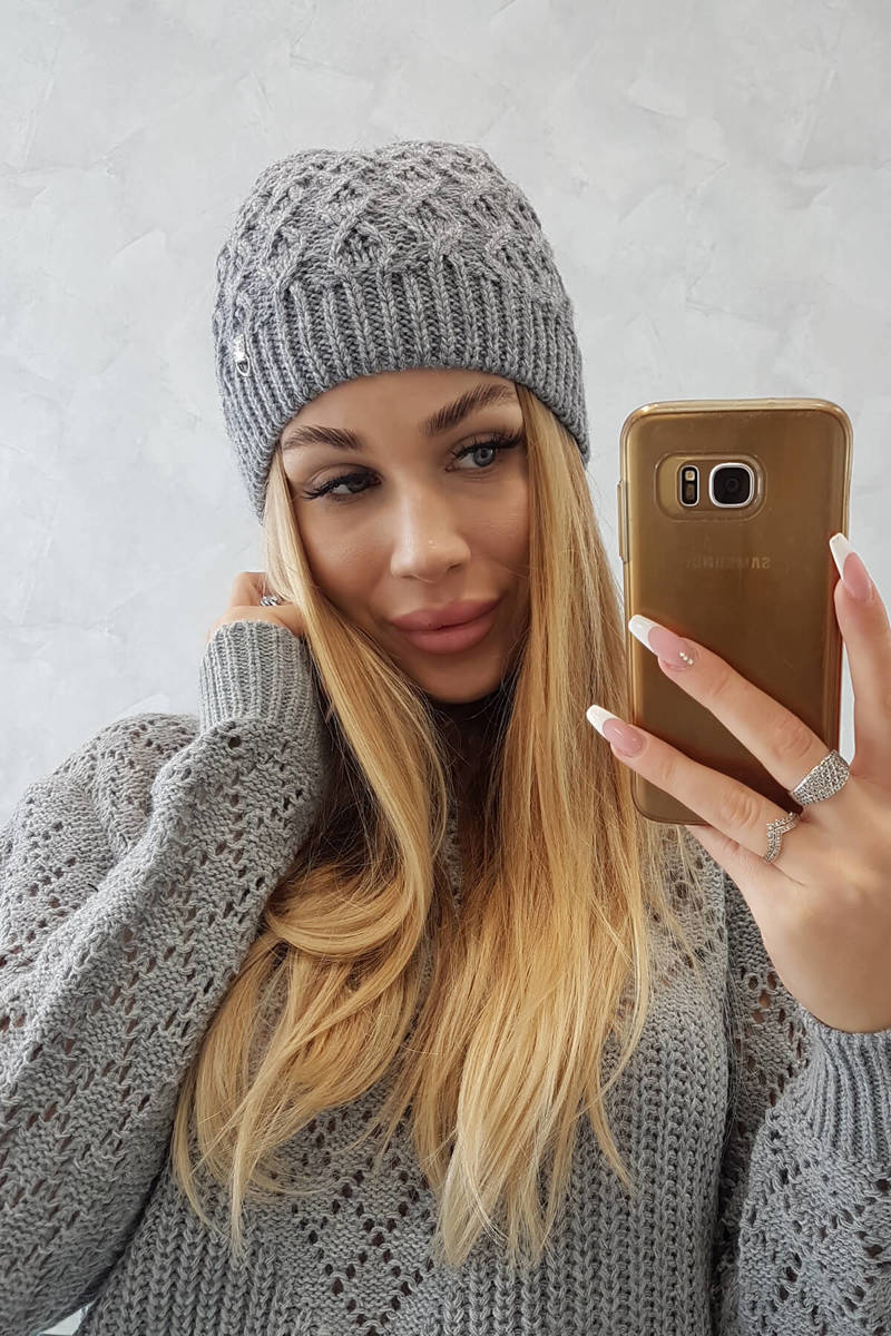 Beanie with fleece Roma K224 dark gray