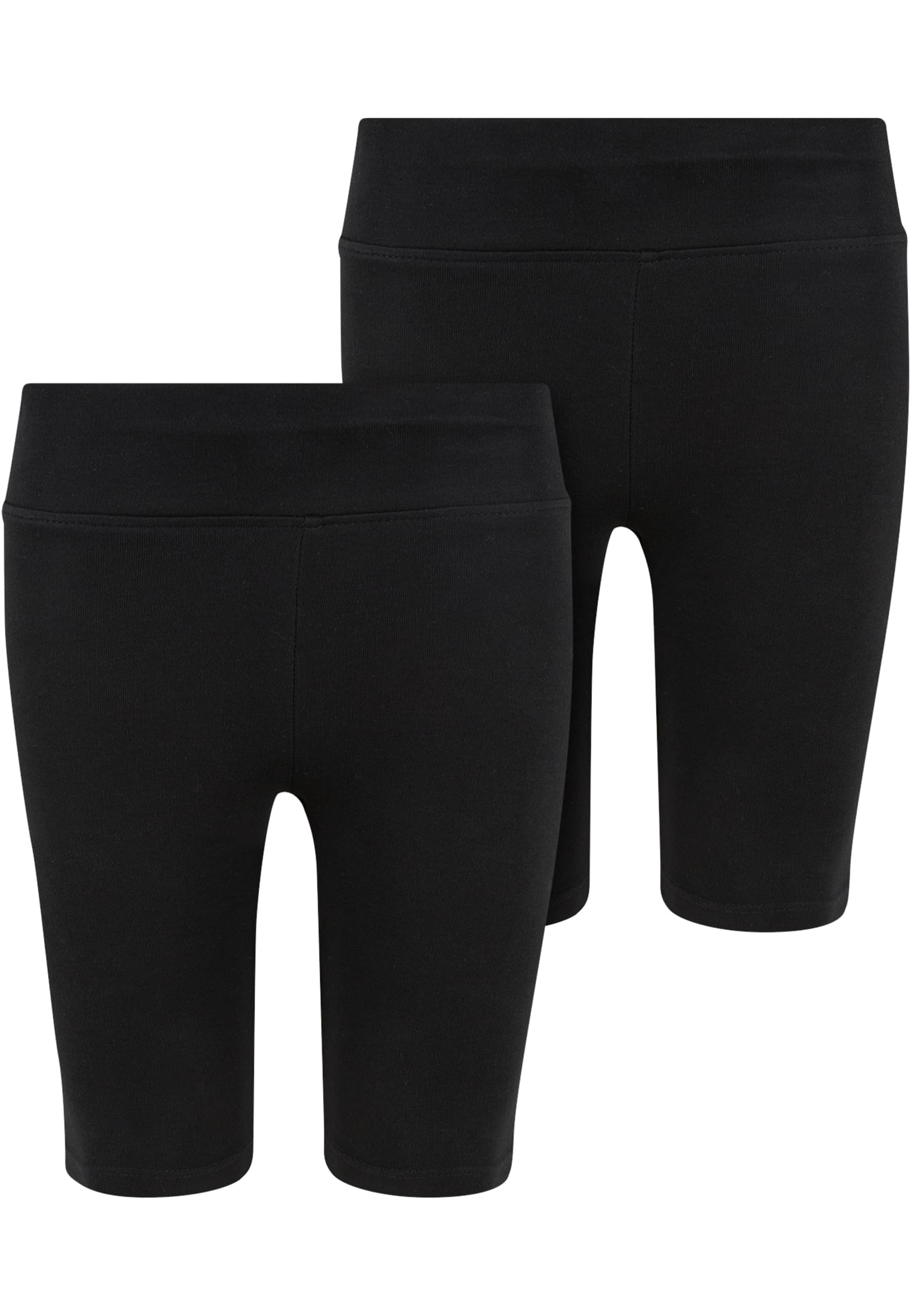 Girls' High Waist Cycling Shorts 2-Pack Black+Black