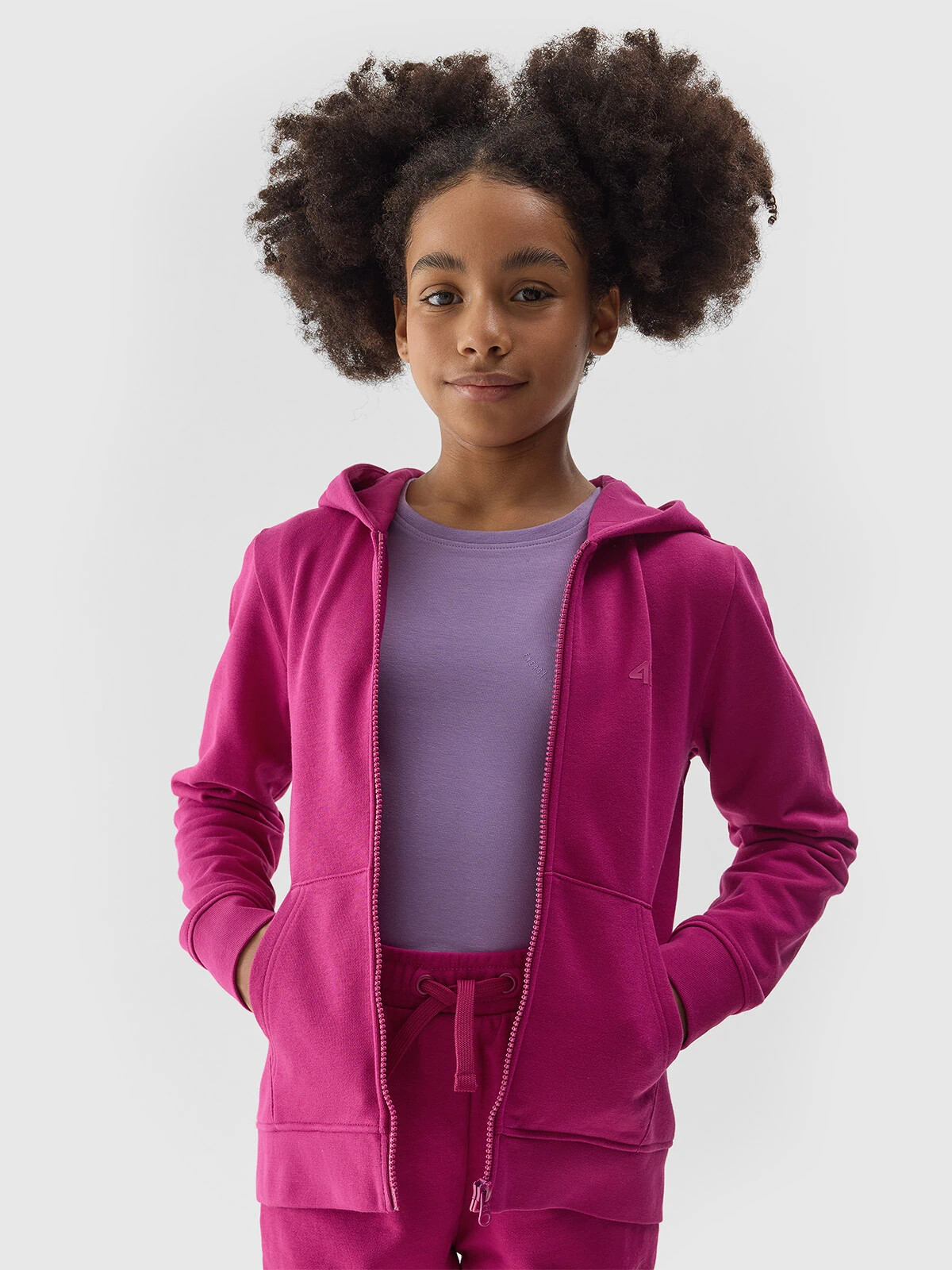 Girls' Sweatshirt With Hoodie 4F - Pink