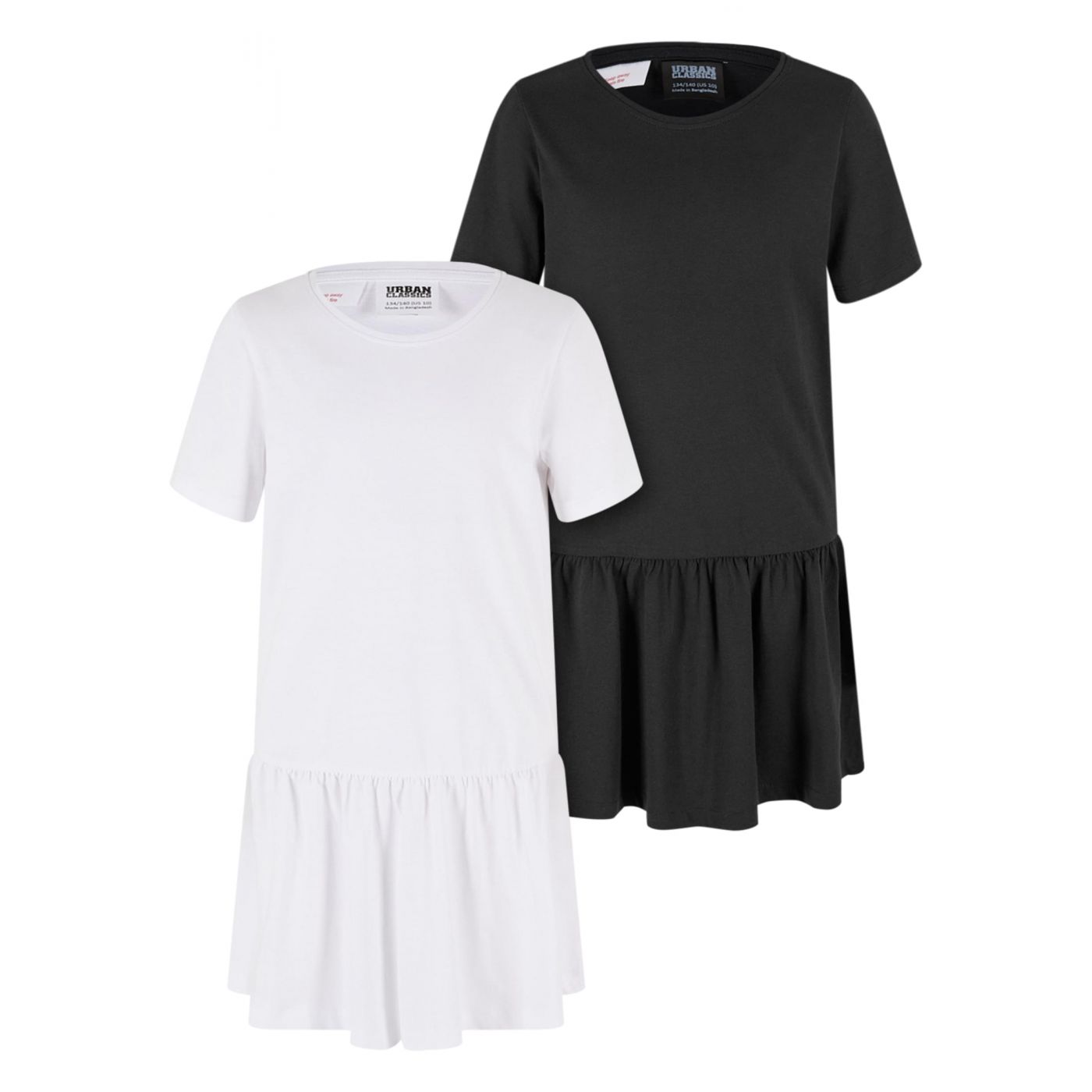 Valance Tee Dress For Girls - 2 Pack White+Black