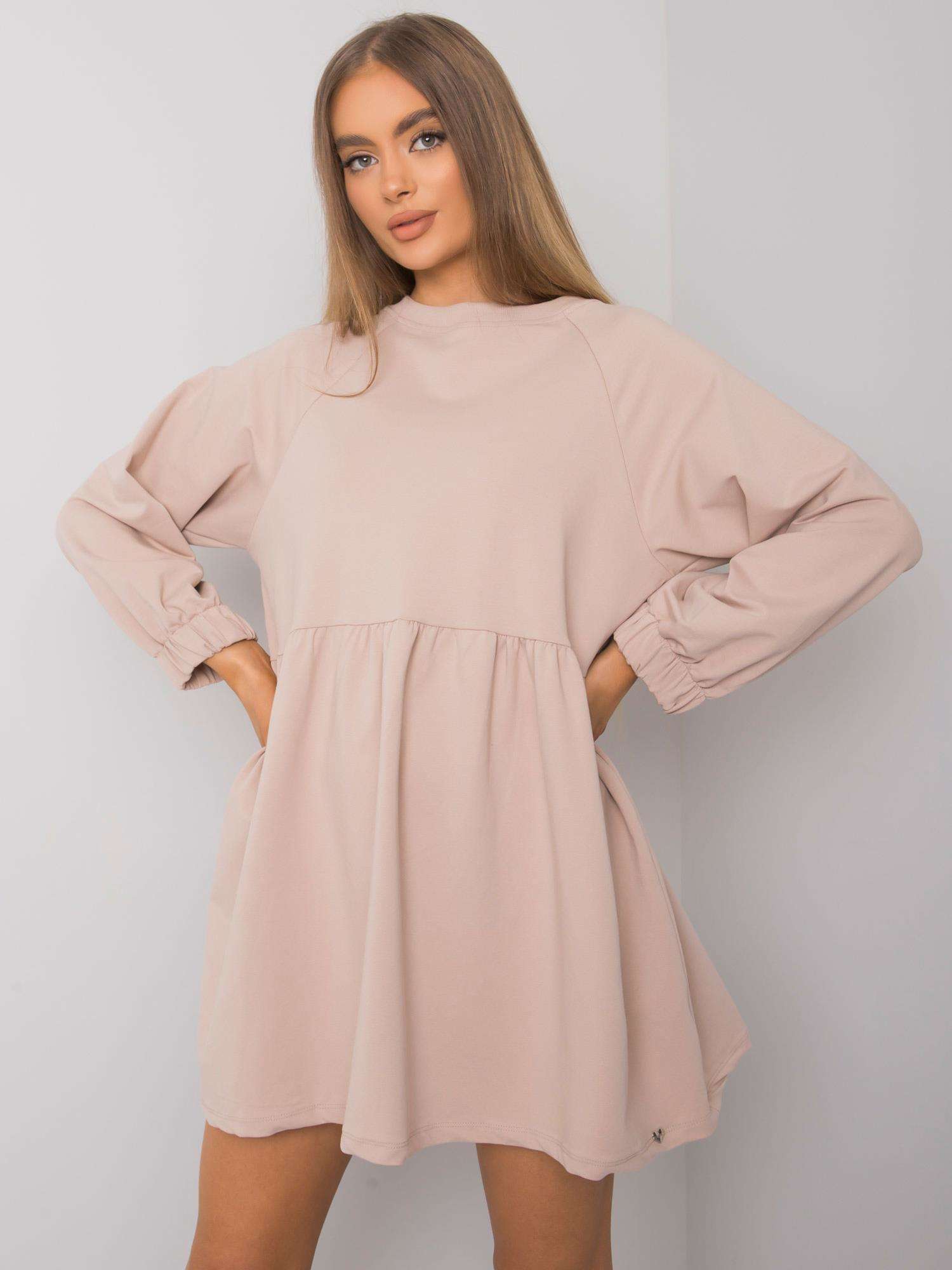 Light Beige Dress With Long Sleeves From Bellevue