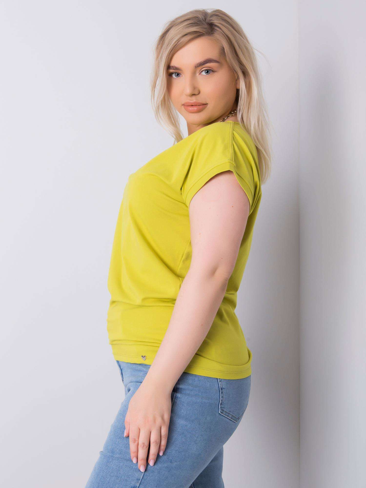 Tricou verde deschis plus dimensiune din bumbac