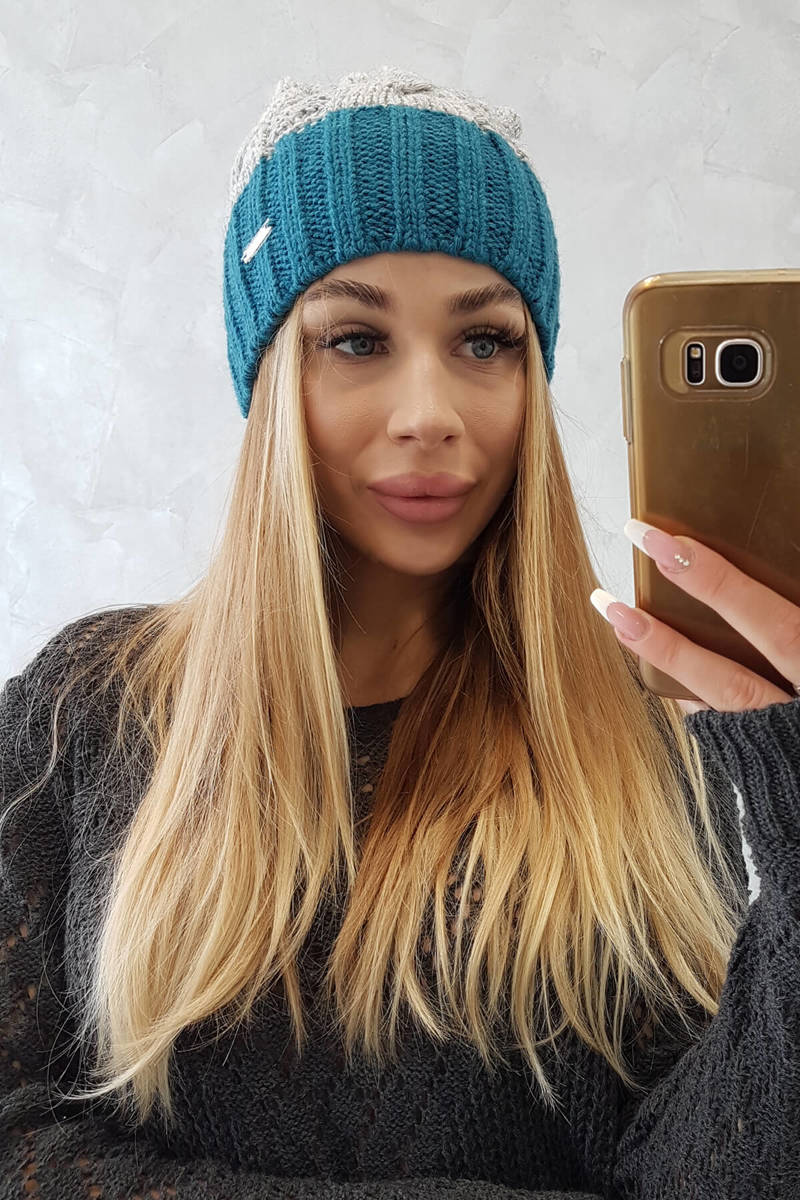 Beanie with fleece Paris K212 grey+marine