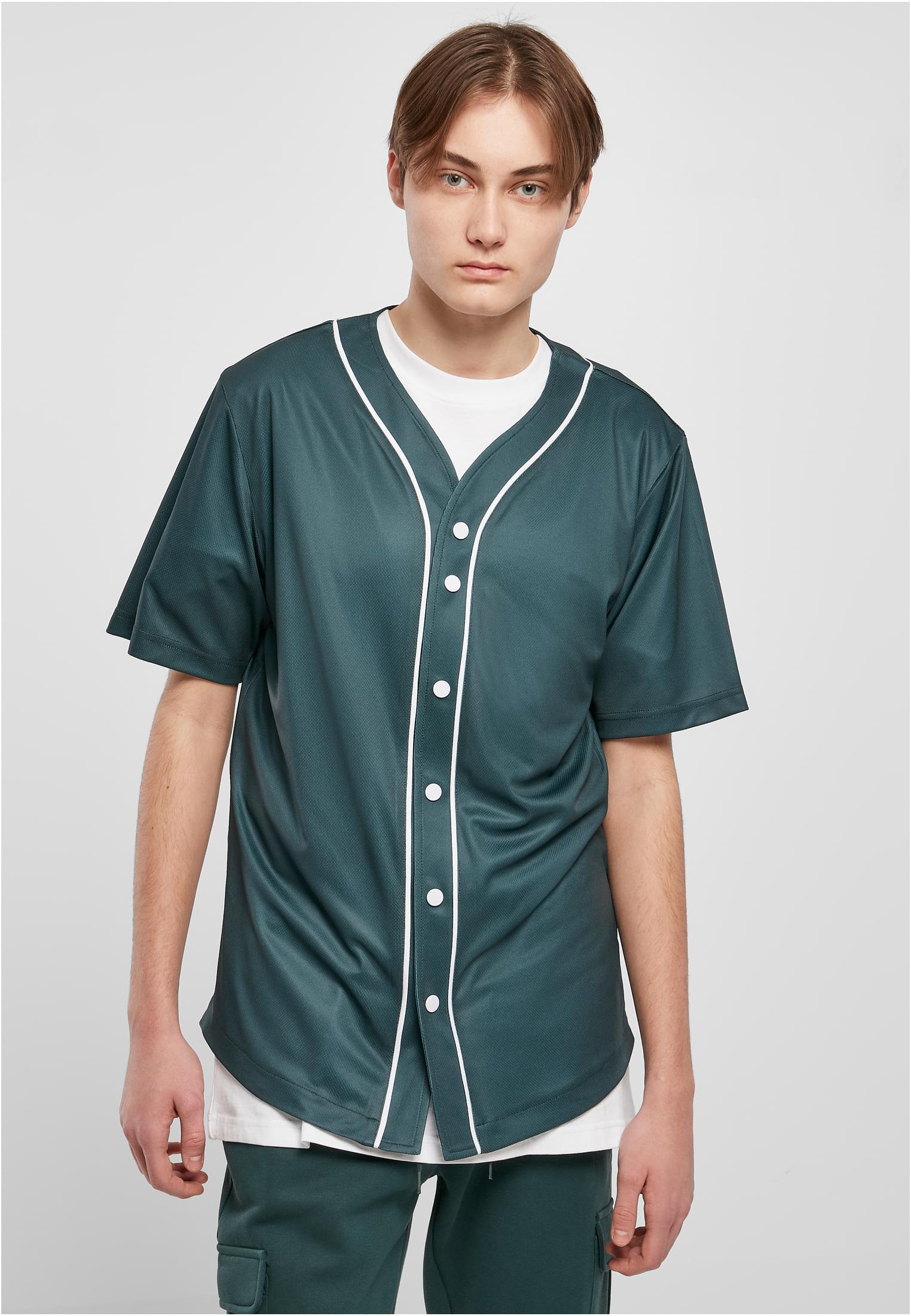 Levně Baseballový síťovaný dres lahvovězelený/bílý
