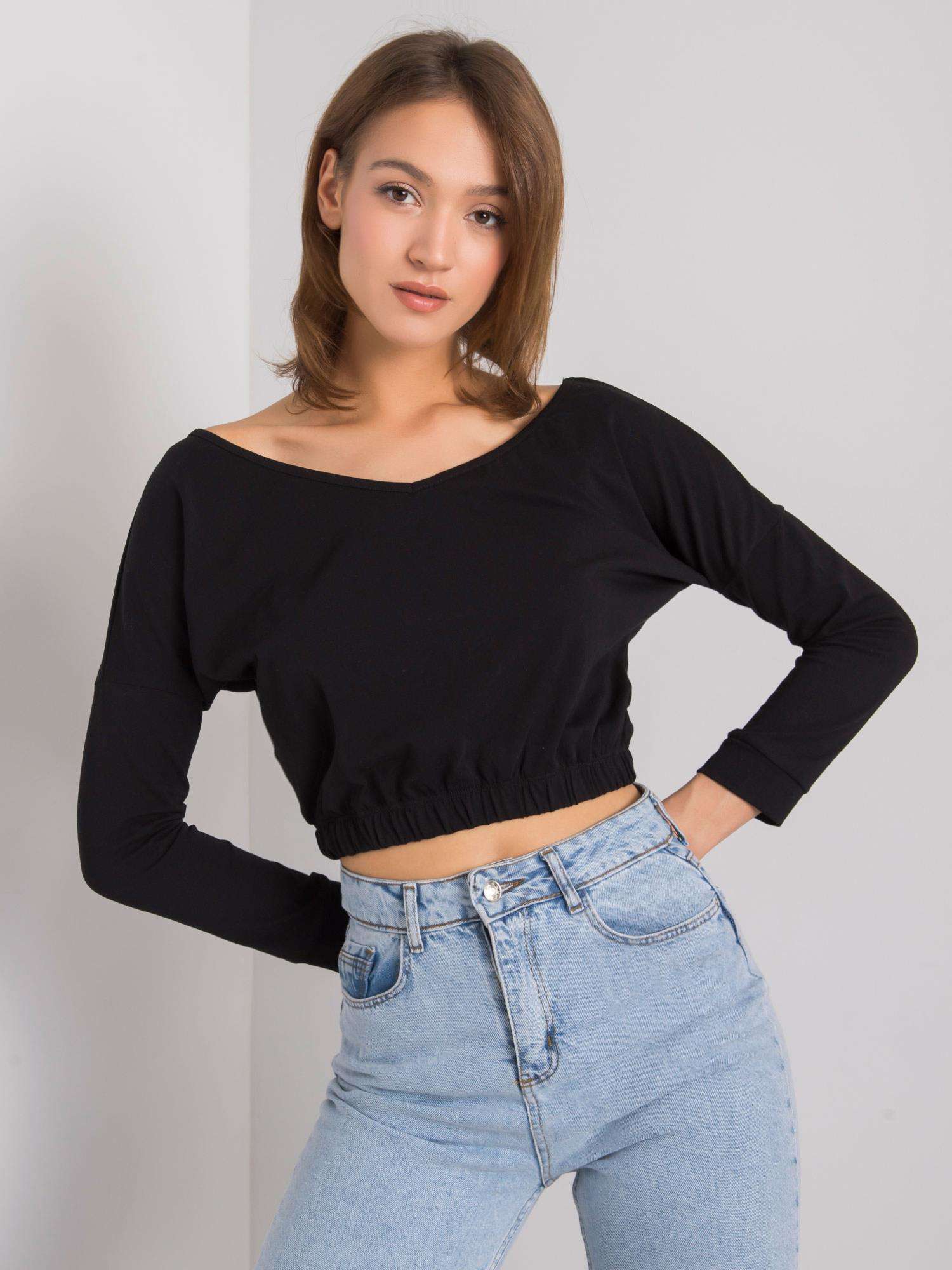 RUE PARIS Black Blouse With Long Sleeves