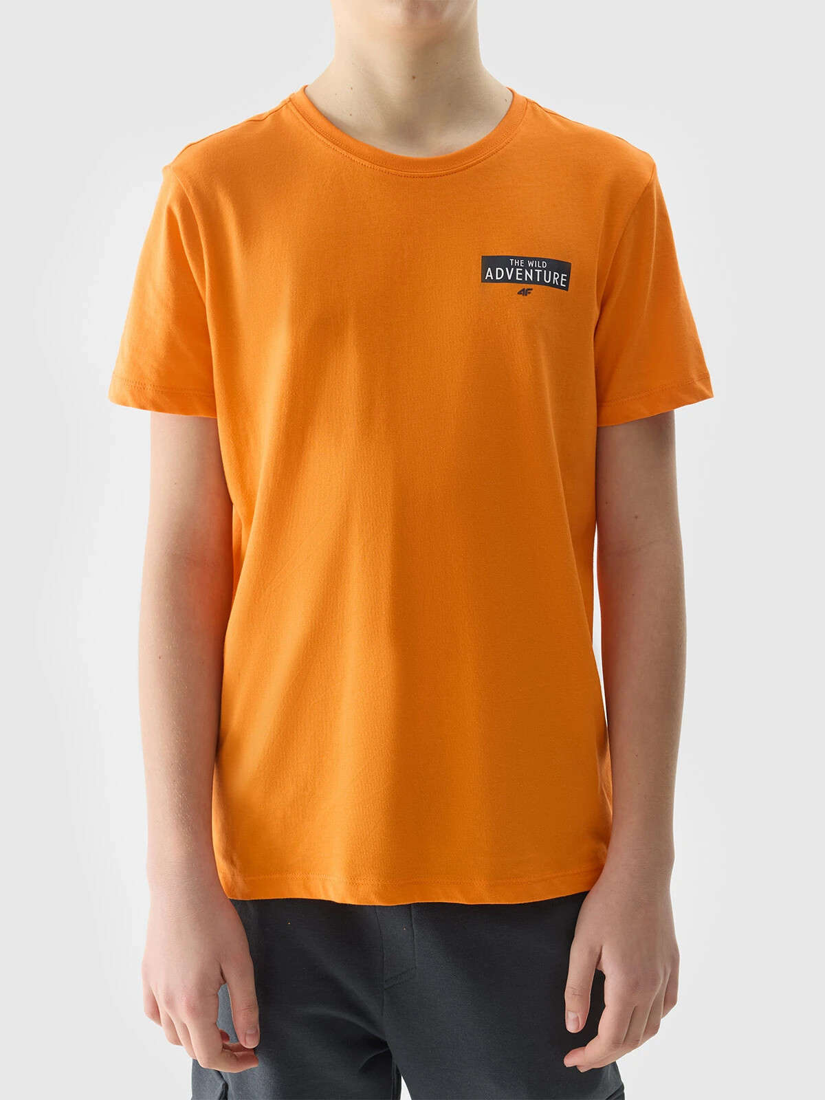 Boys' 4F Printed Organic Cotton T-Shirt - Orange