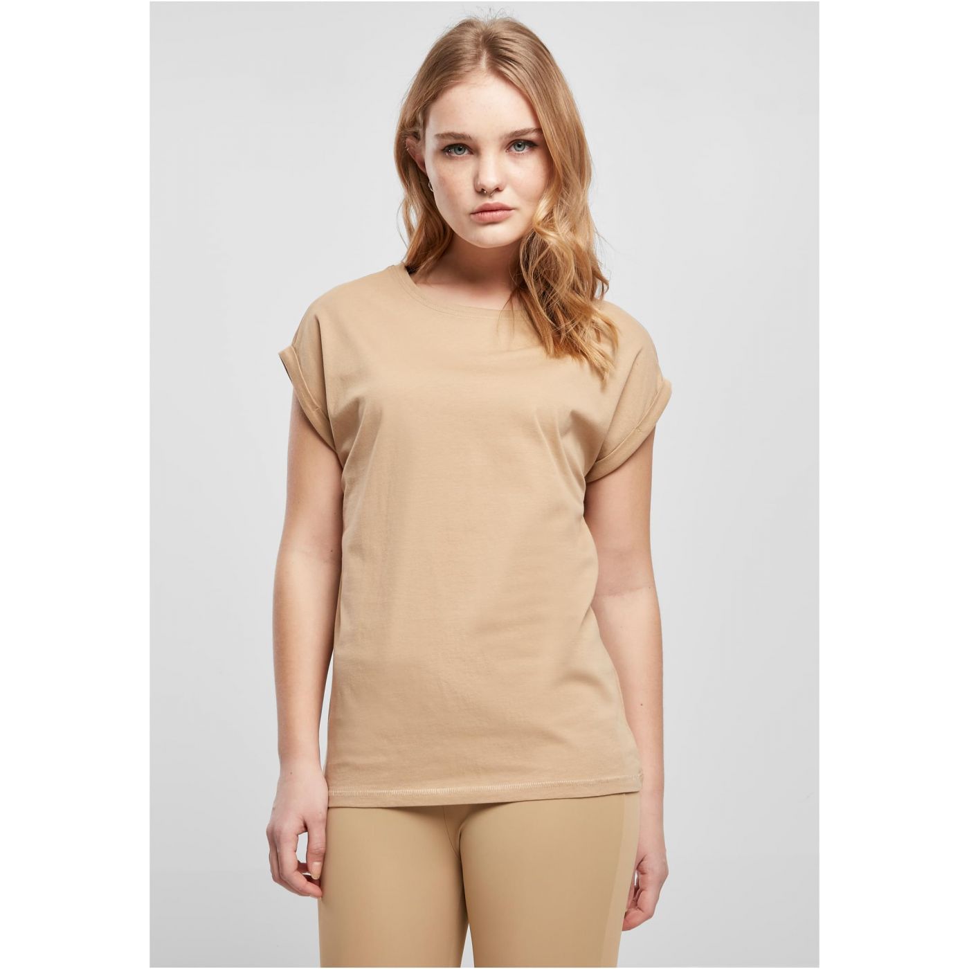 Women's T-shirt With Extended Shoulder Union Beige