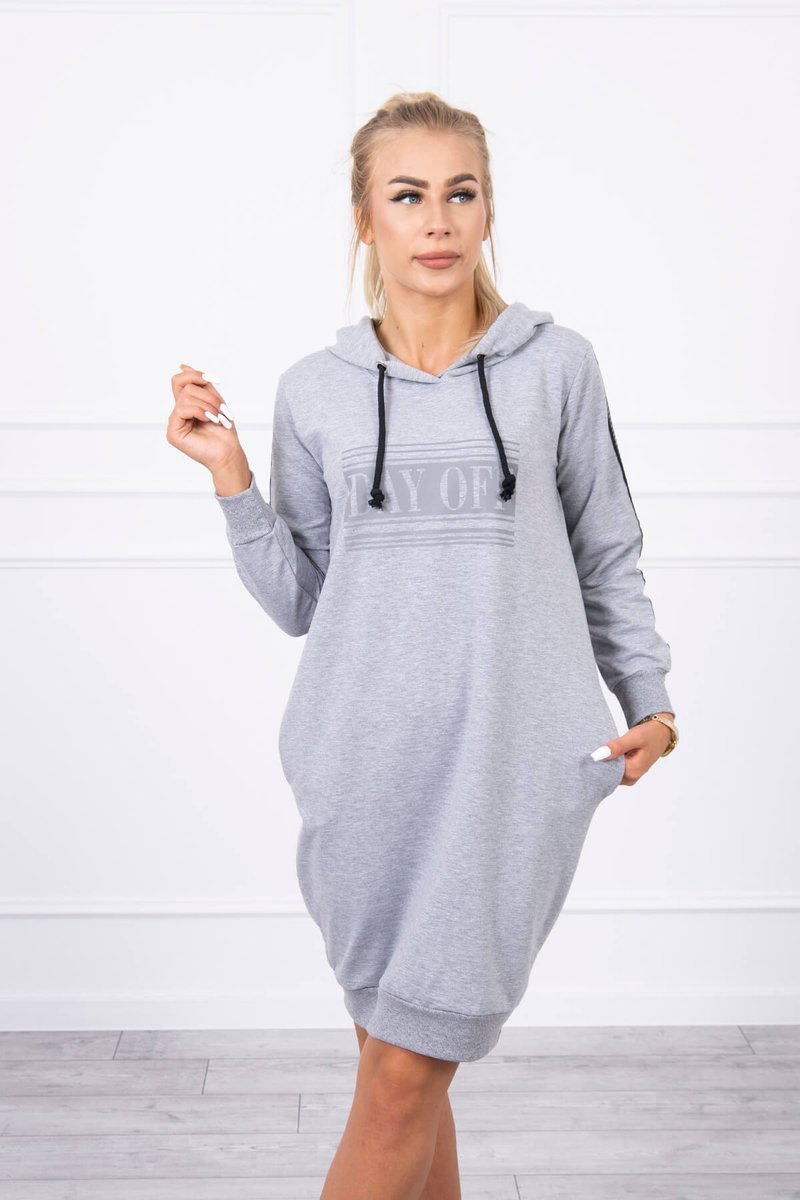 Dress With Reflective Print Of Gray Color