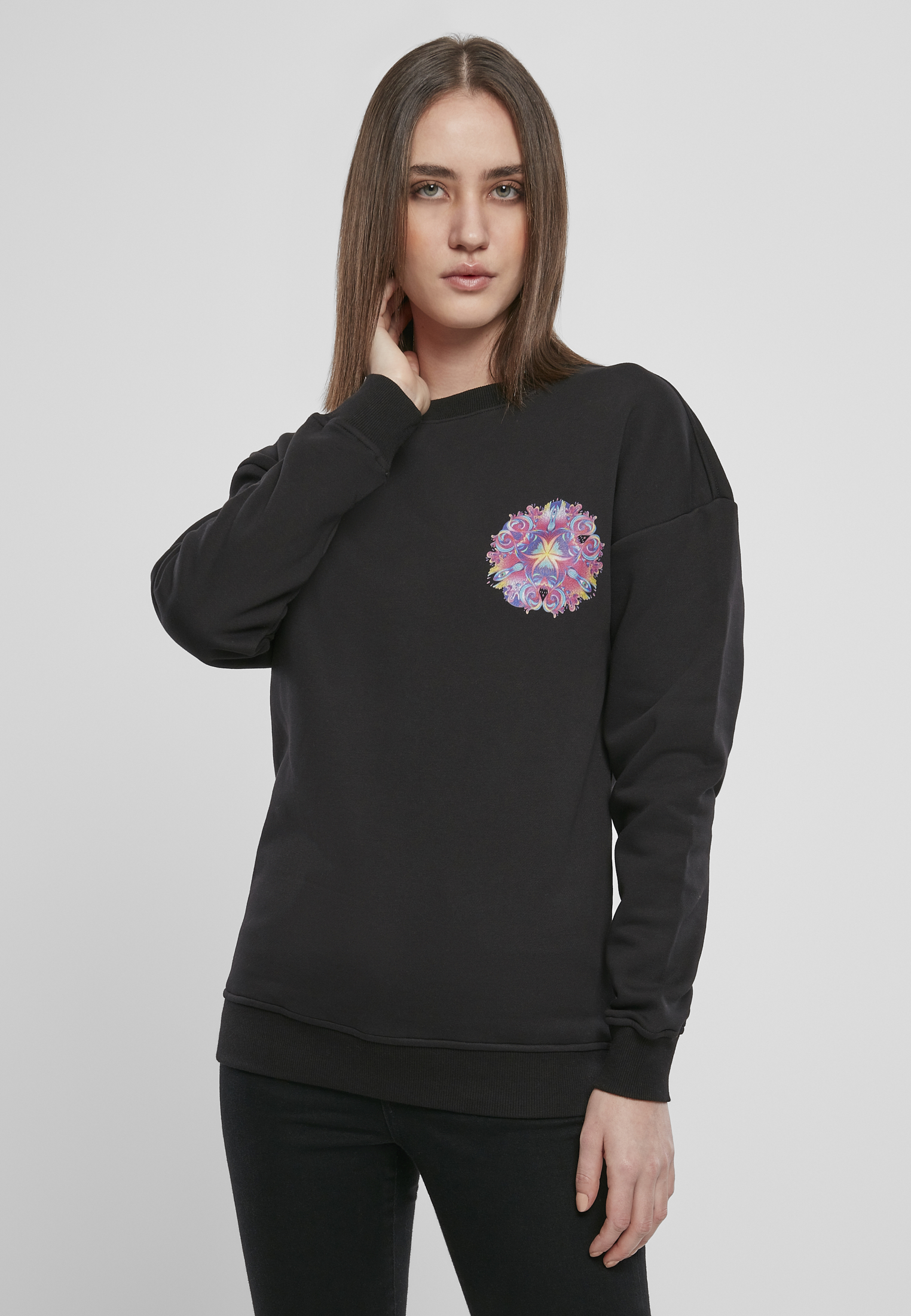 Women's Mandala Crewneck Sweatshirt Black