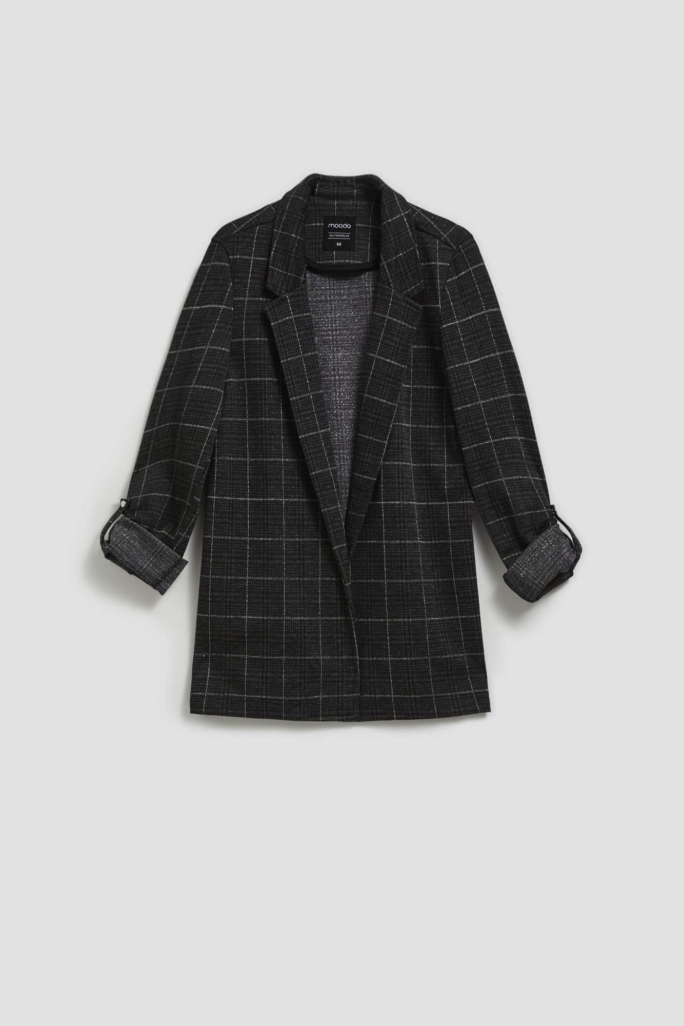 Plaid jacket with rolled sleeves