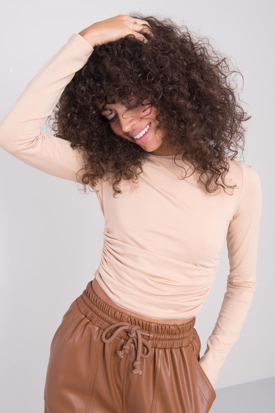 BSL Beige short top with long sleeves