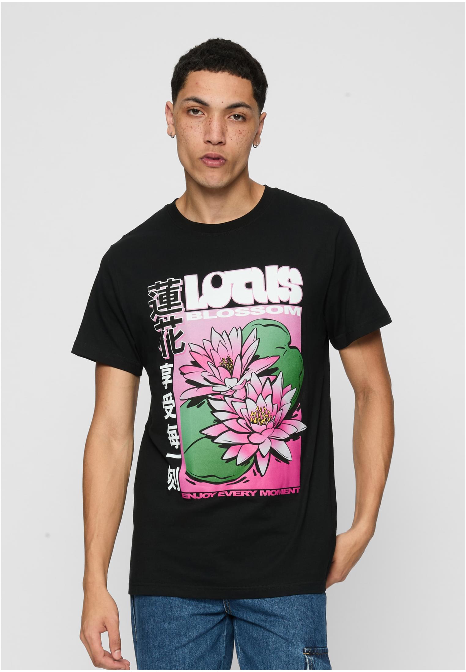 Black T-shirt With Lotus Flower