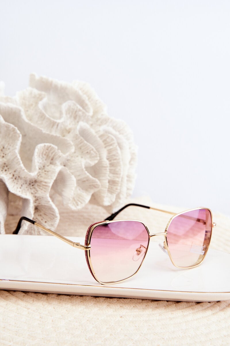 Dámské sluneční brýle se třpytivými vložkami UV400, růžové