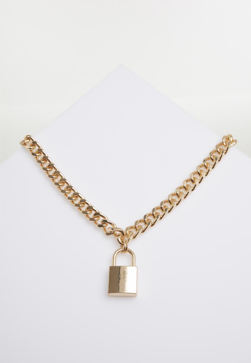 Necklace with padlock - gold color