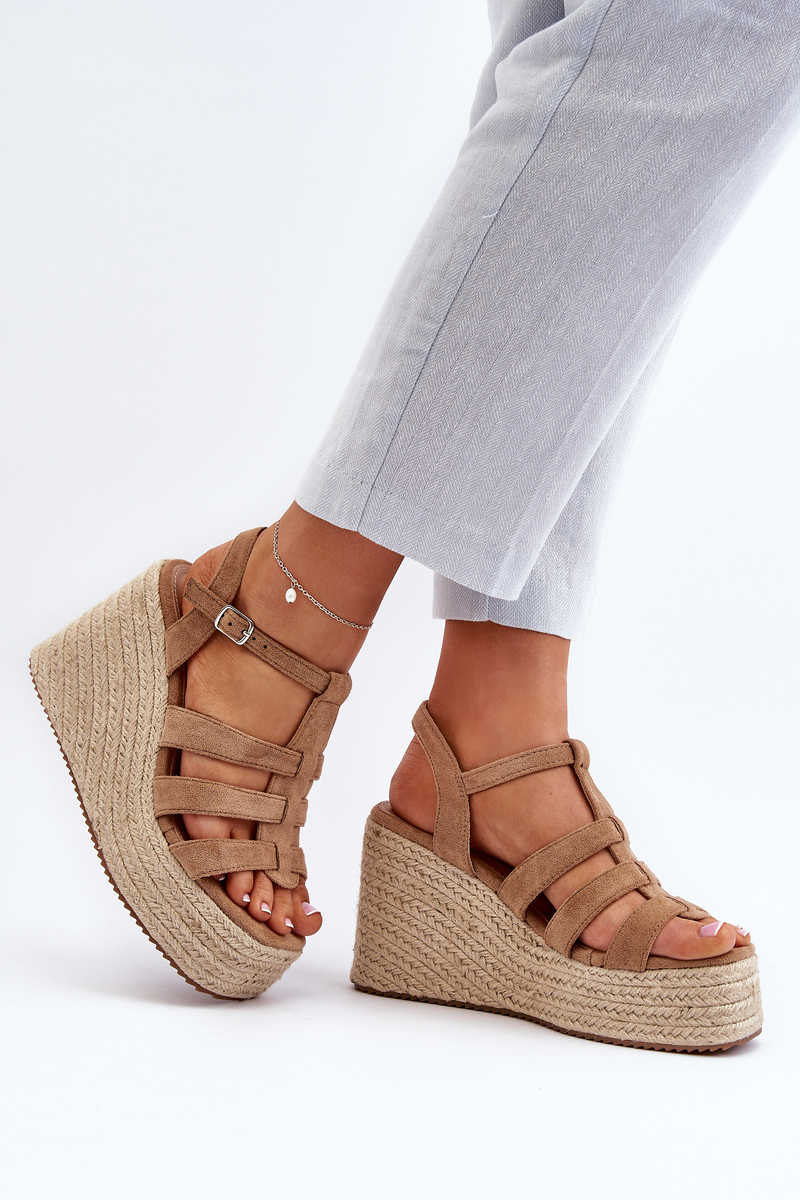 Wedge sandals with braid, Brown Gnosis