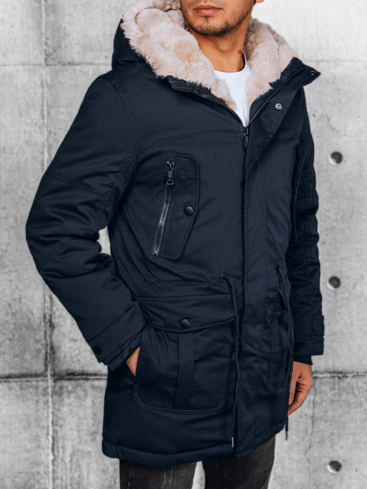 Men's Winter Parka Jacket, Navy Blue, Dstreet