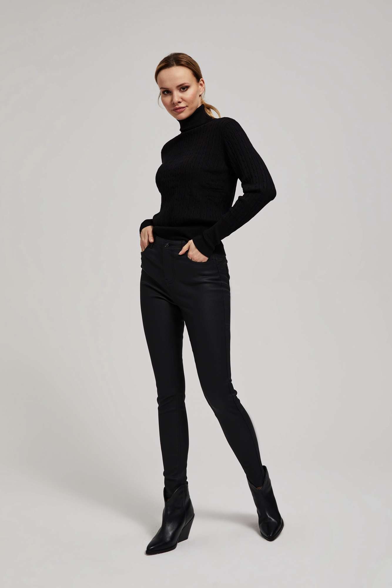 Marisse Black Waxed Skinny Trousers