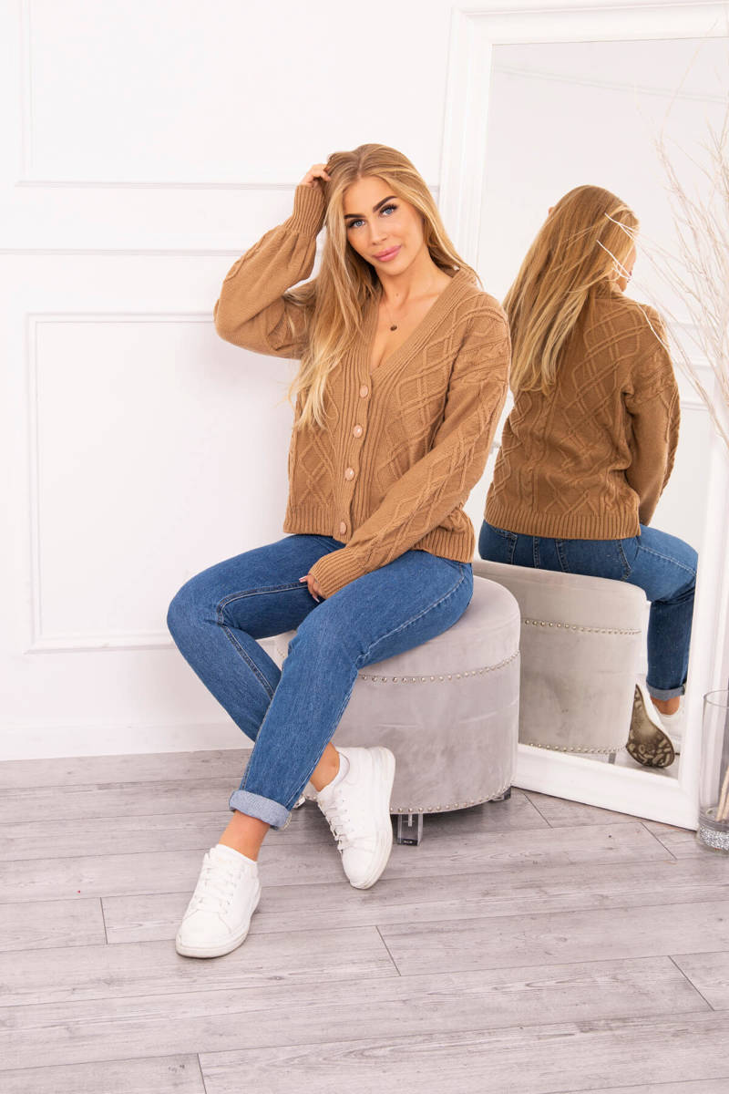 Sweater with a decorative camel weave