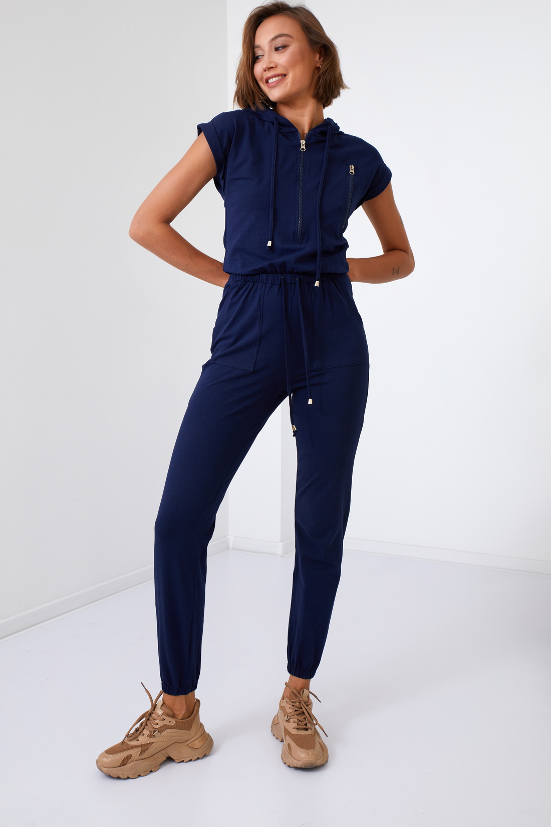 Women's Jumpsuit With Hood, Dark Blue