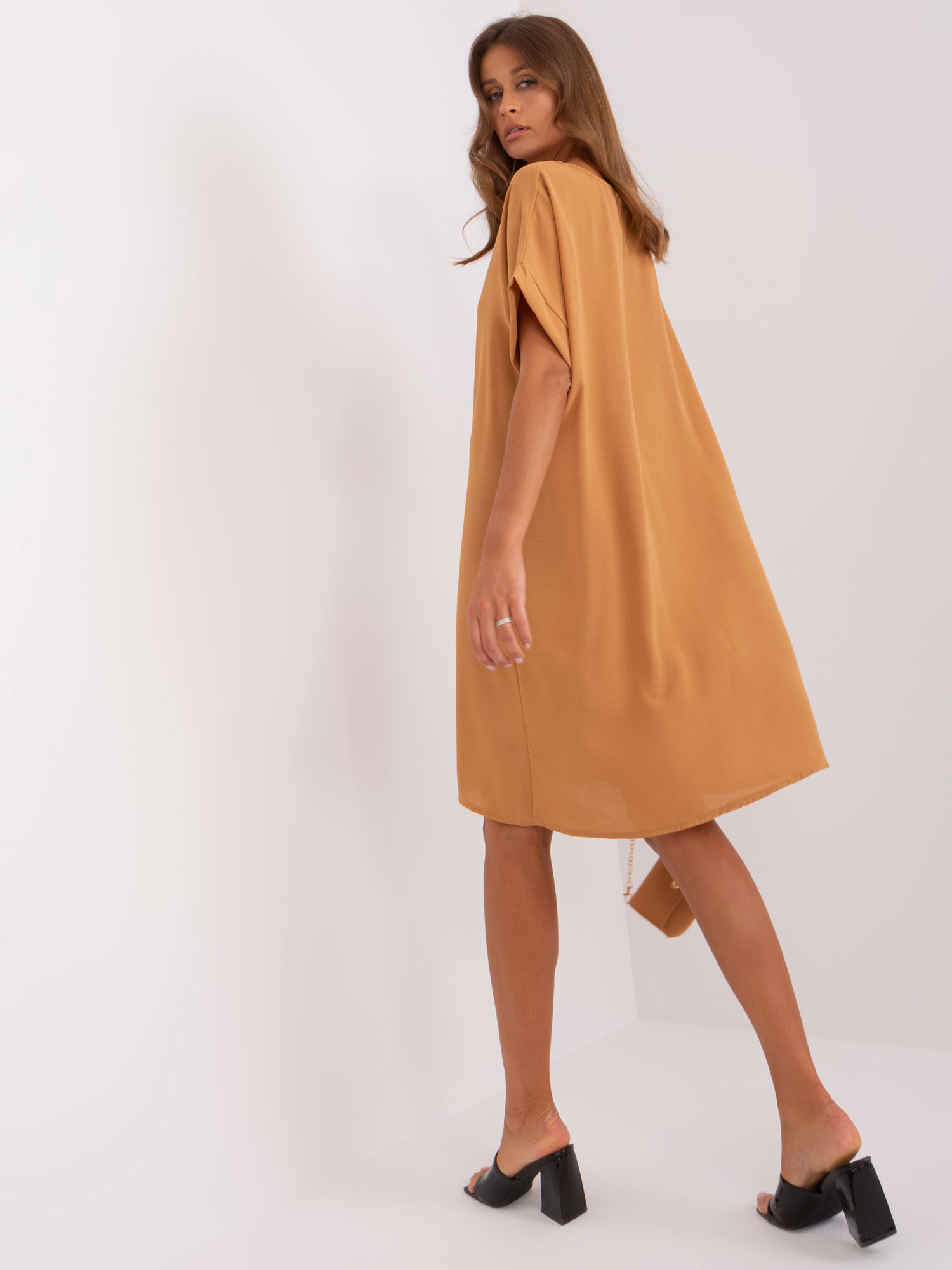 Light Brown Casual Dress With Bag